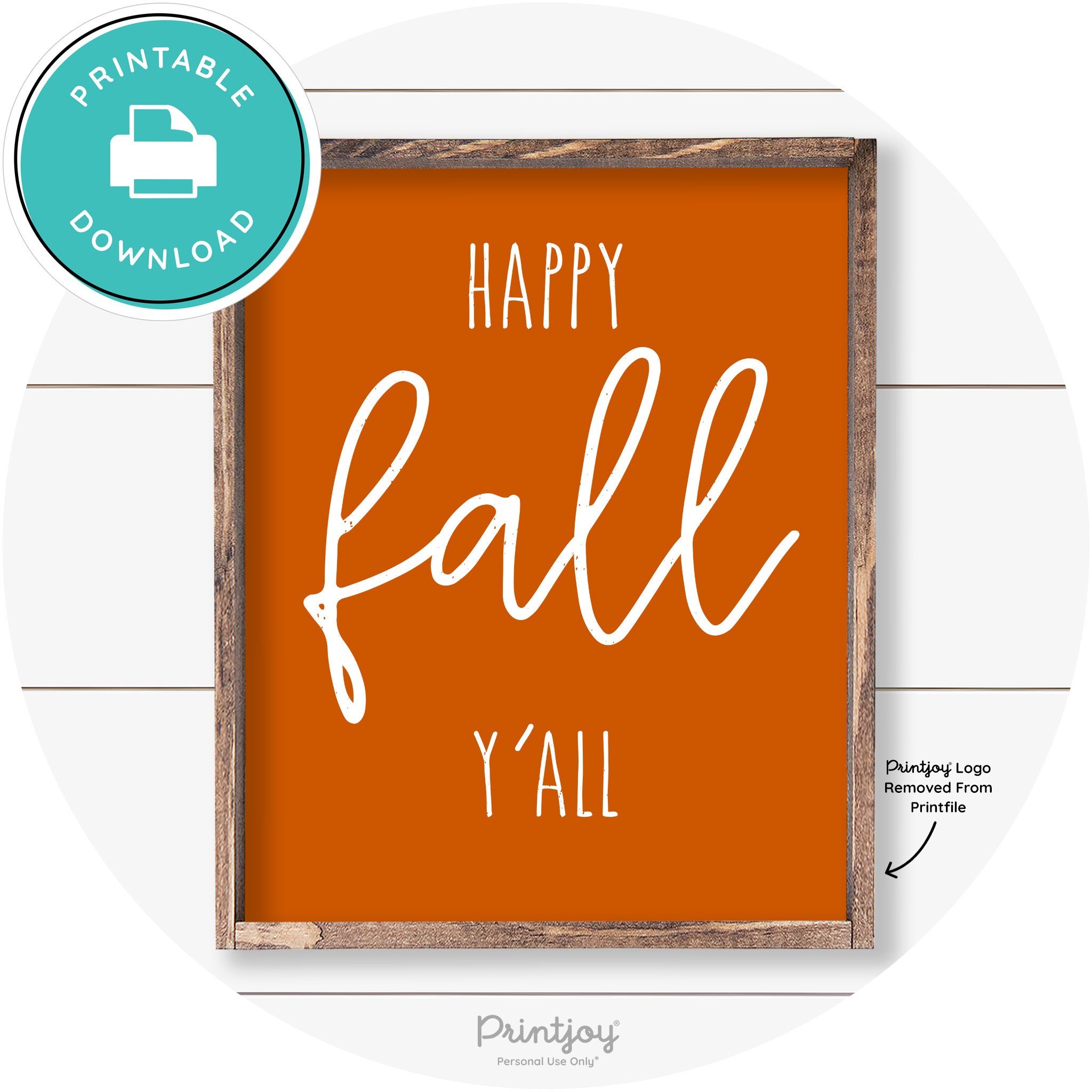 Happy Fall Y'all Cute Farmhouse Autumn Wall Art Decor Free Printable - Printjoy