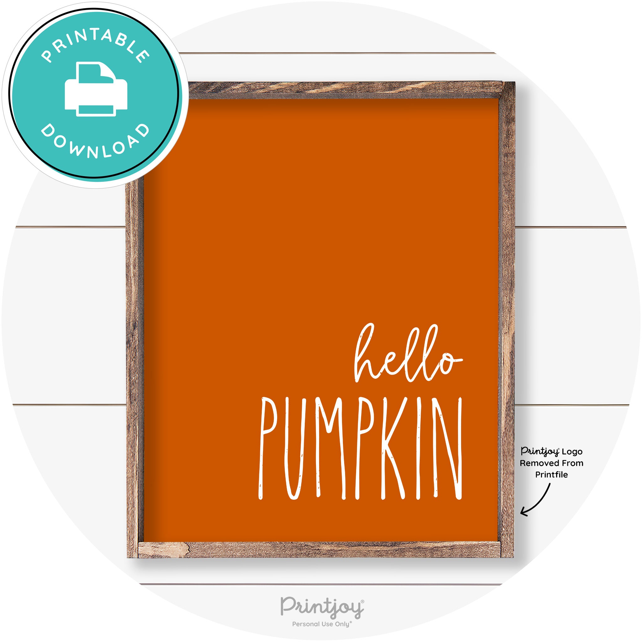 Hello Pumpkin Cute Fun Simple Farmhouse Wall Art Free Printable - Printjoy