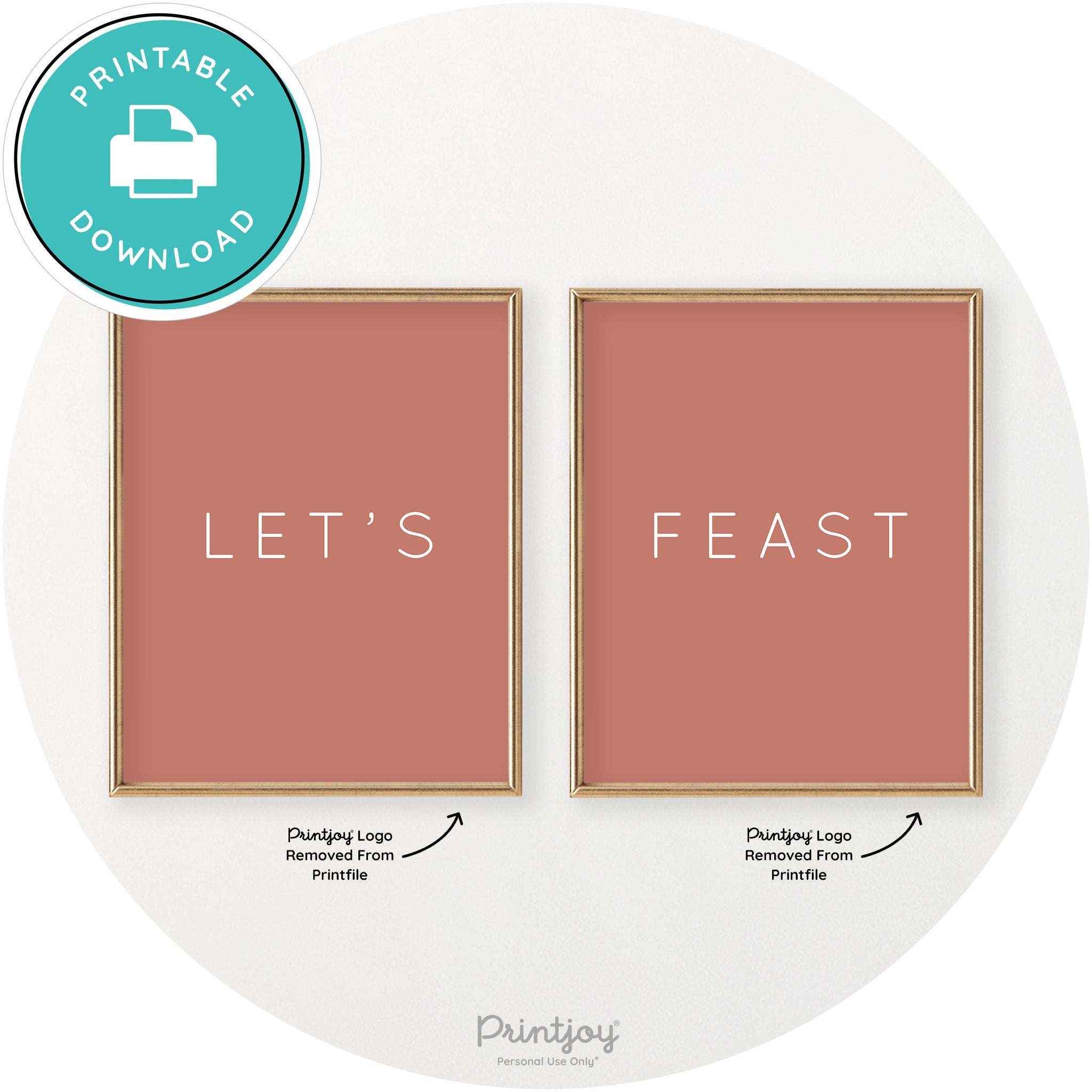 Let's Feast Set Of 2 Thanksgiving Chic Wall Art Decor Free Printable - Printjoy