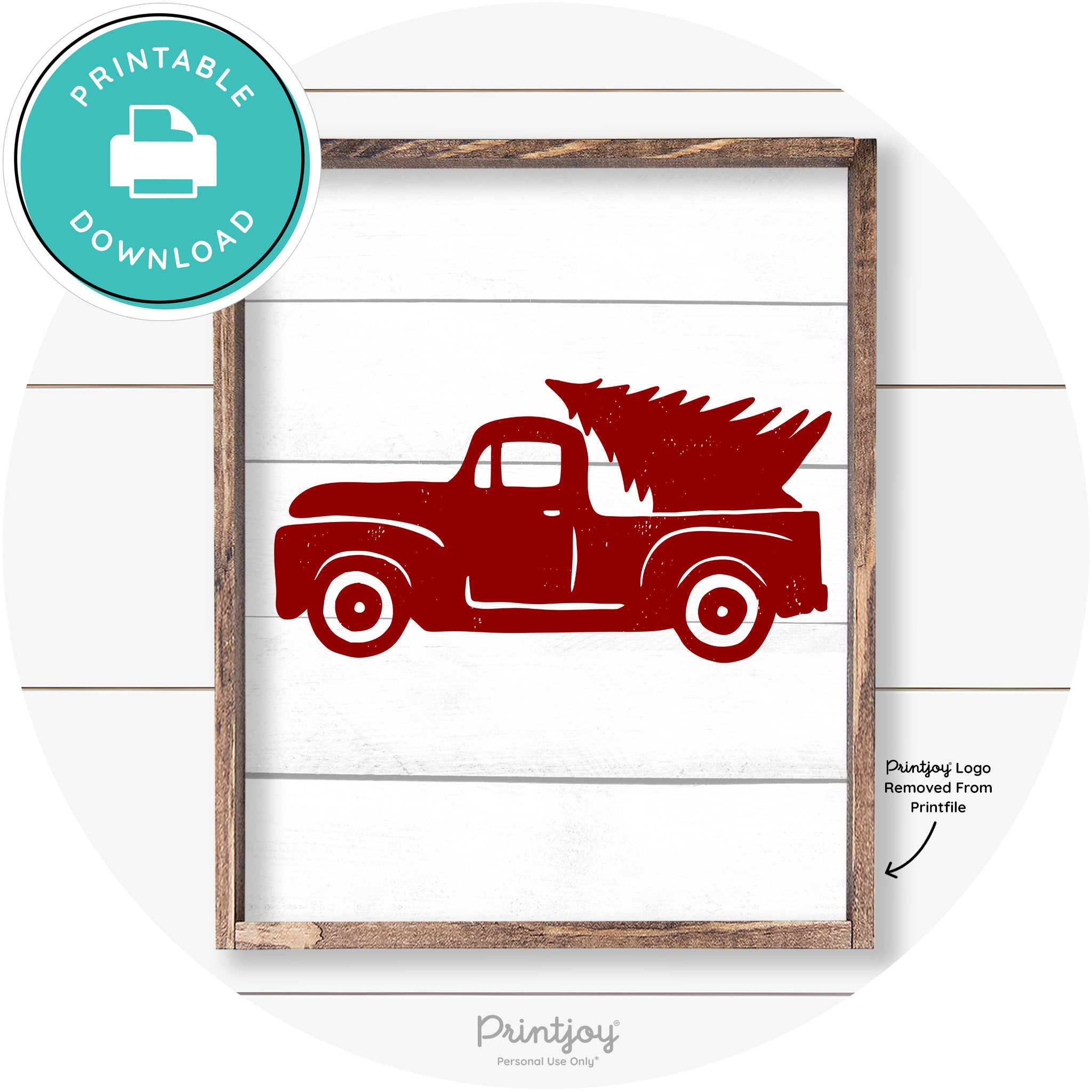 Truck Christmas Tree Old Fashioned Farmhouse Wall Art Free Printable - Printjoy