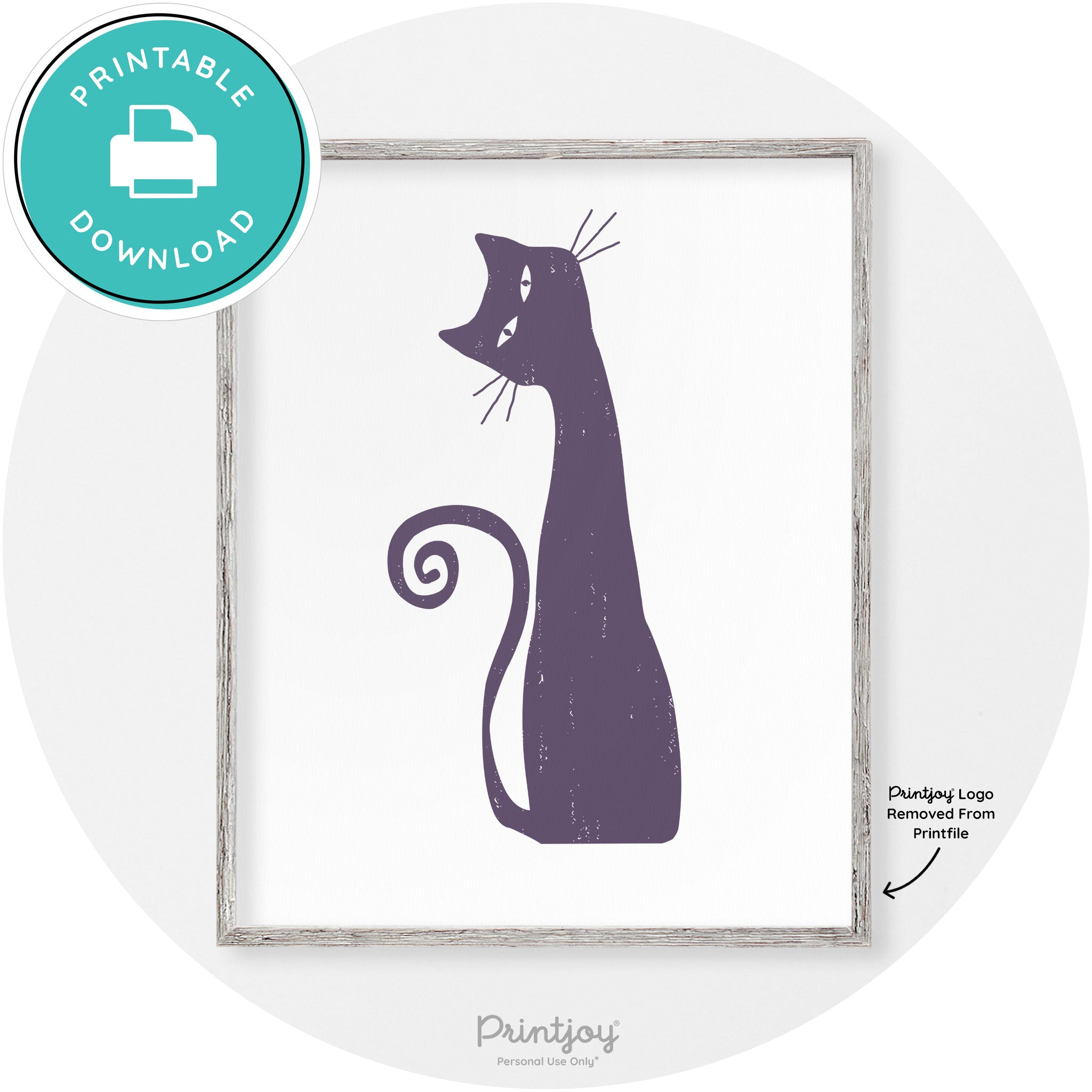 Creepy Skinny Cat Modern Vintage Halloween Wall Art Free Printable - Printjoy