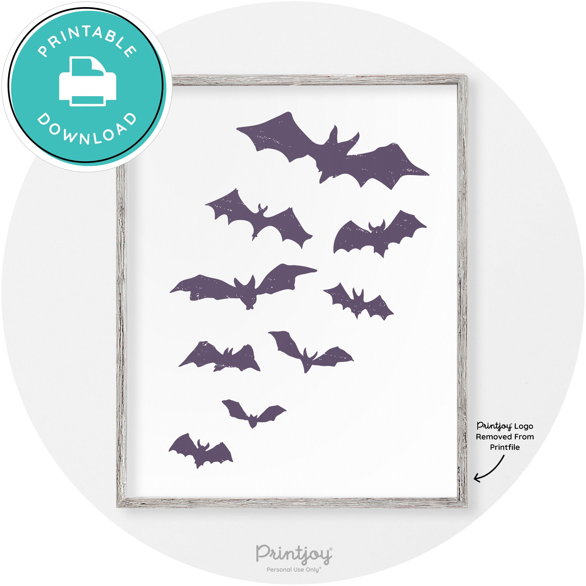 Halloween Bats Silhouette Modern Vintage Wall Art Free Printable - Printjoy