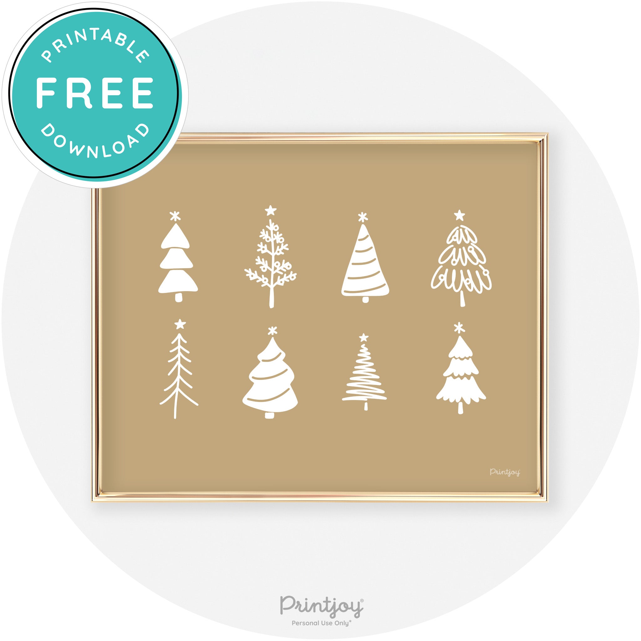 Christmas Trees Cute Modern Chic Wall Art Decor Free Printable - Printjoy