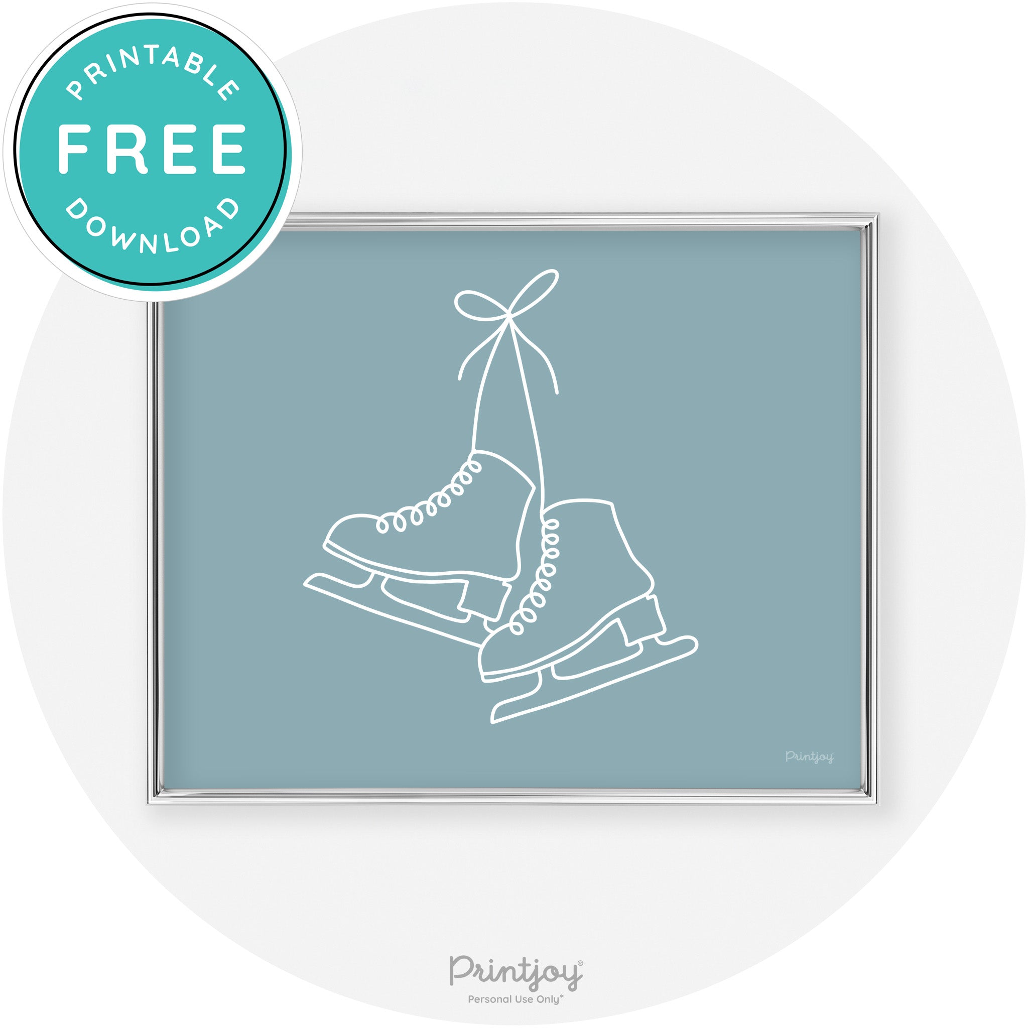 Ice Skates Line Art Cute Winter Modern Chic Wall Art Free Printable - Printjoy