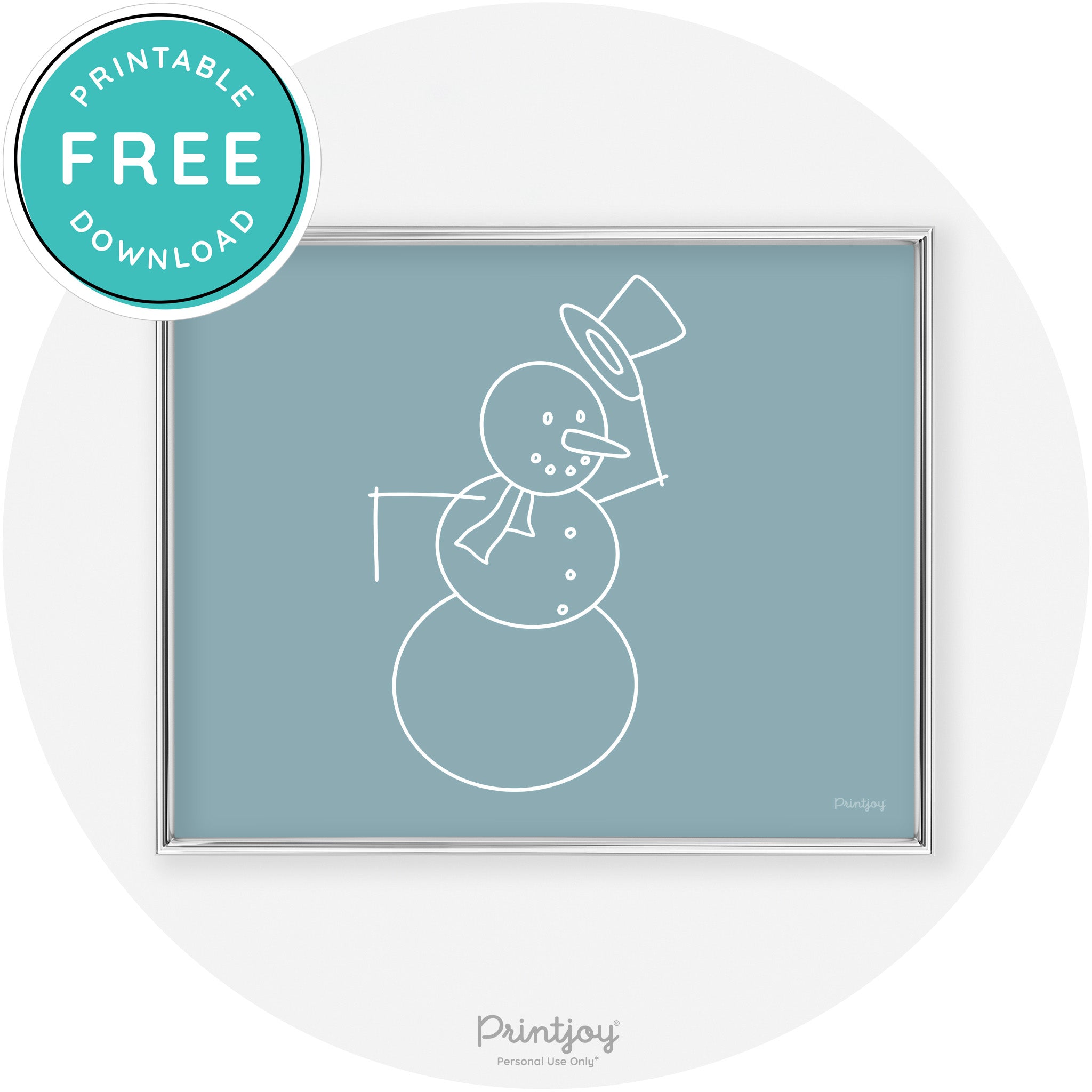 Snowman Line Art Cute Winter Modern Chic Wall Art Free Printable - Printjoy