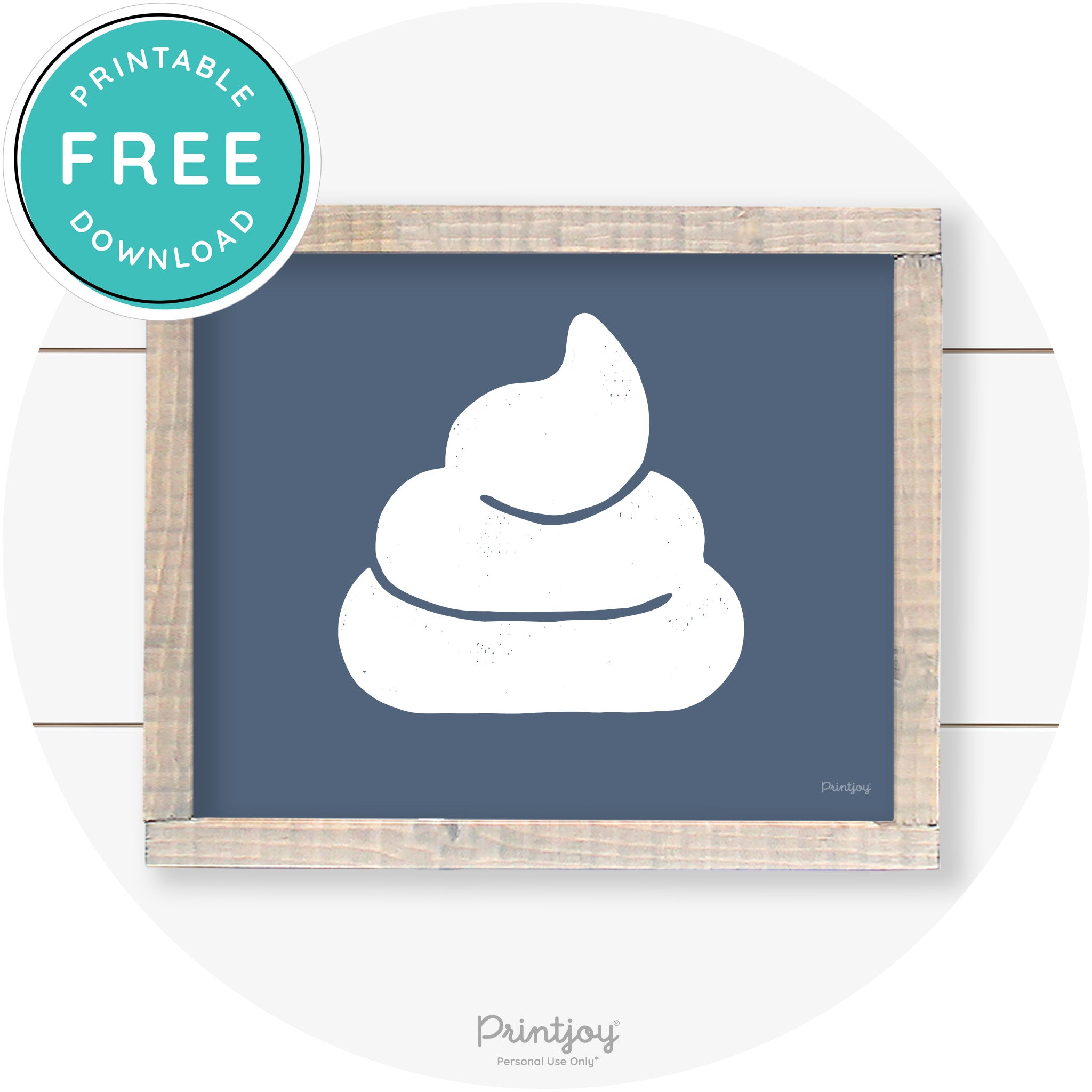 Poop Emoji Silhouette Funny Bathroom Sign Wall Art Free Printable - Printjoy
