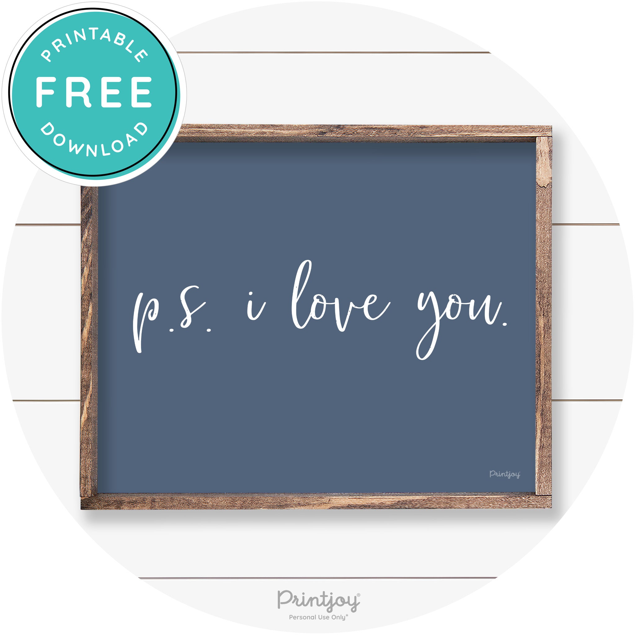 P.S. I Love You Cute Couples Farmhouse Wall Art Decor Free Printable - Printjoy