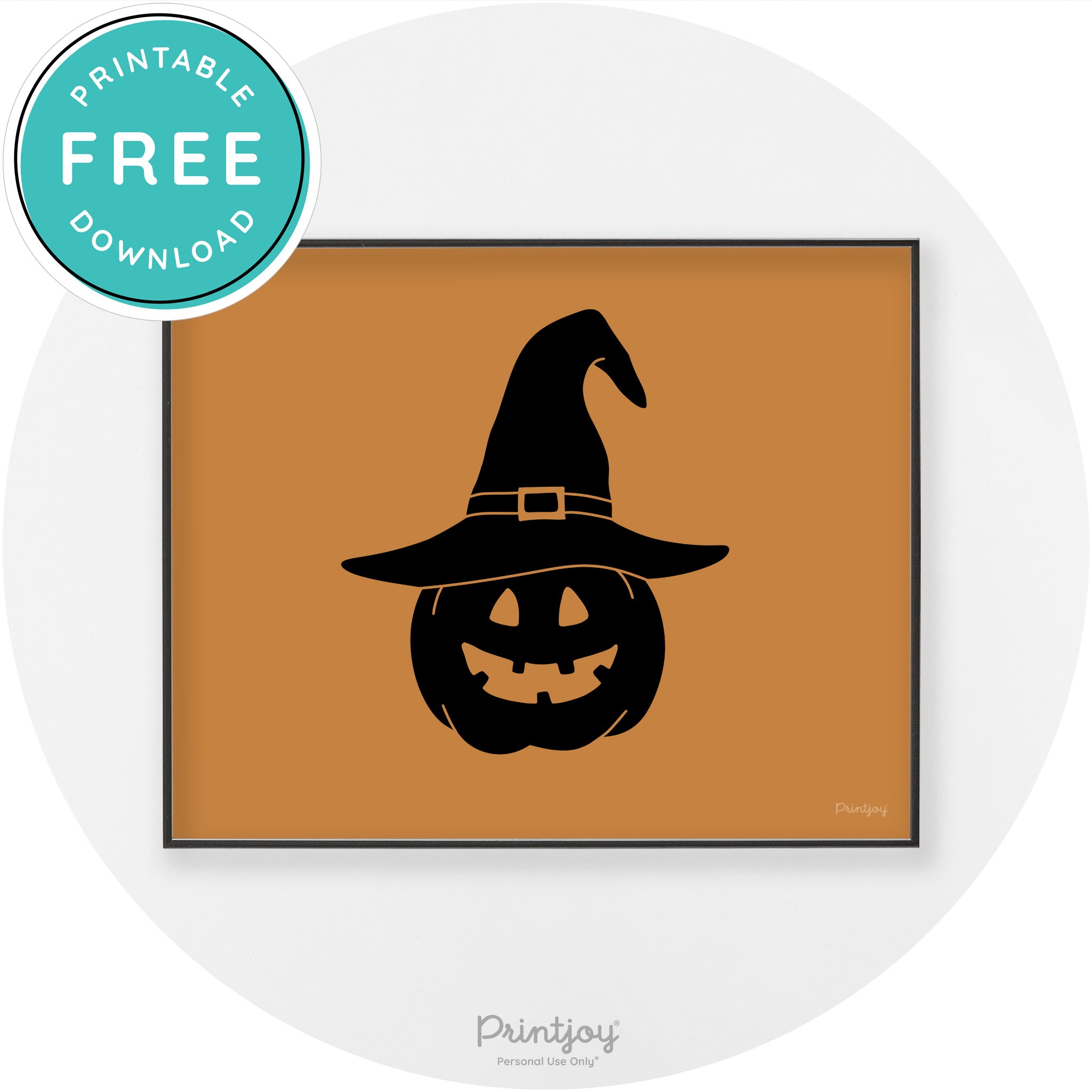 Halloween Cute Witch Jack O Lantern Chic Wall Art Printable - Printjoy