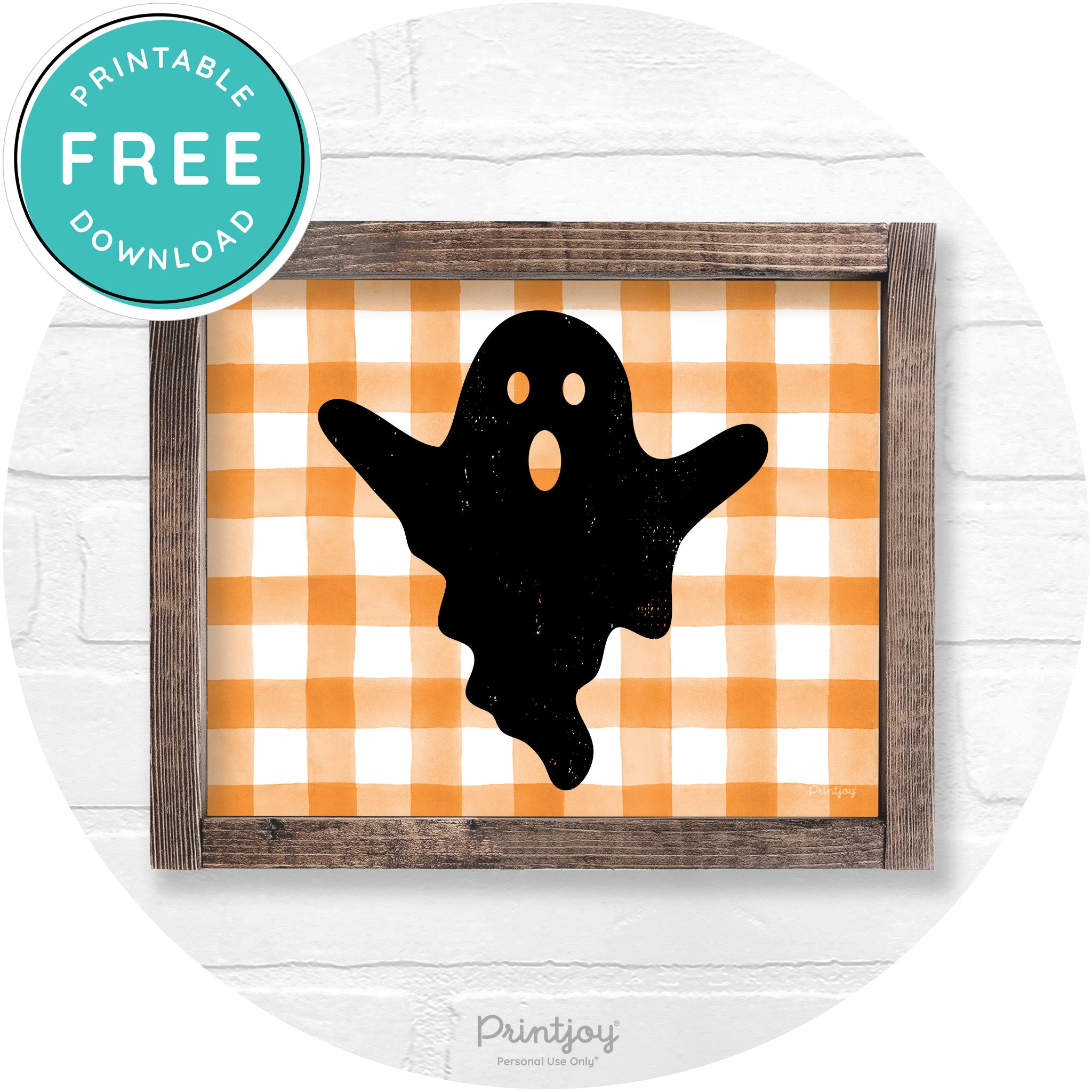Halloween Cute Ghost Rustic Farmhouse Wall Art Free Printable - Printjoy