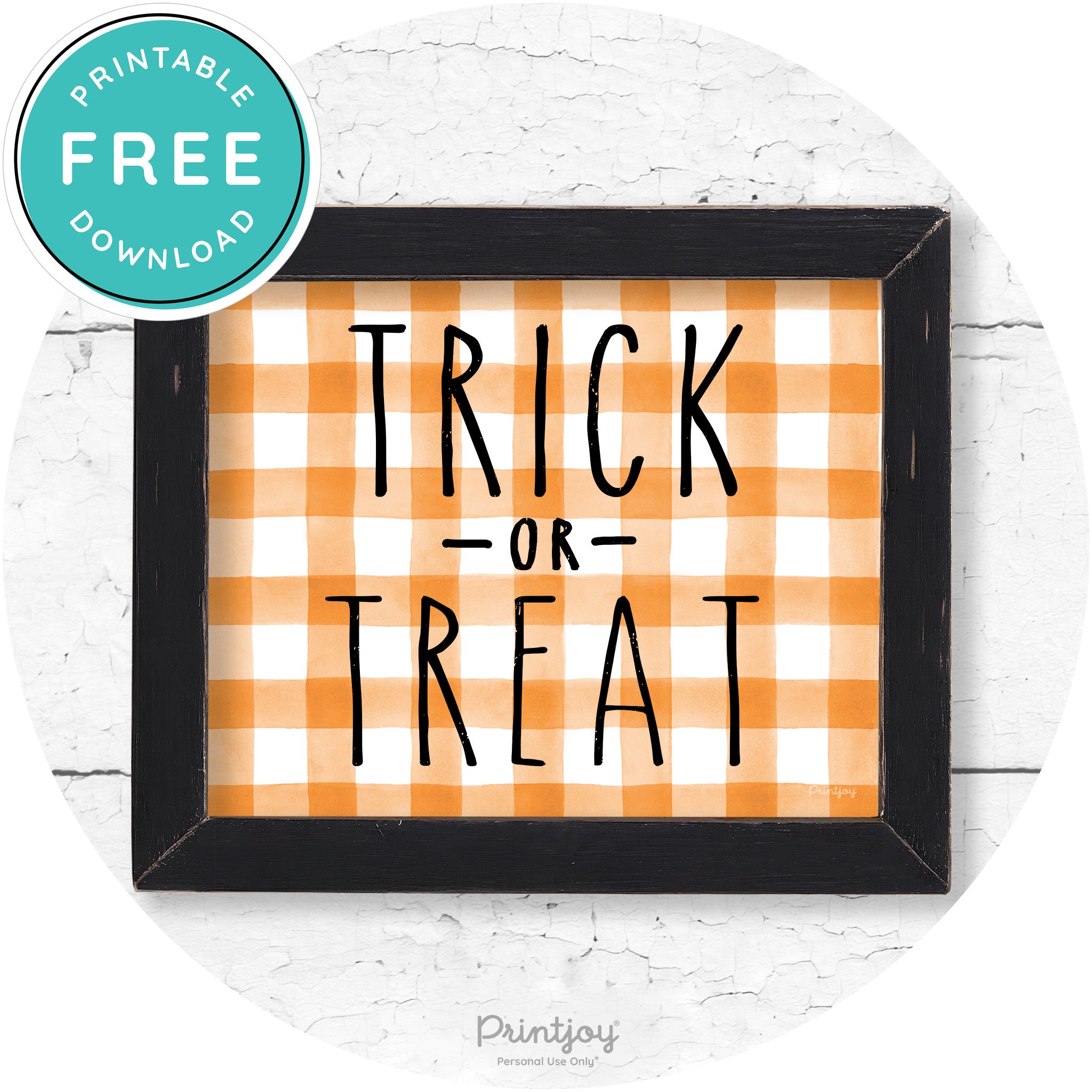 Trick Or Treat Lettering Farmhouse Halloween Wall Art Free Printable - Printjoy
