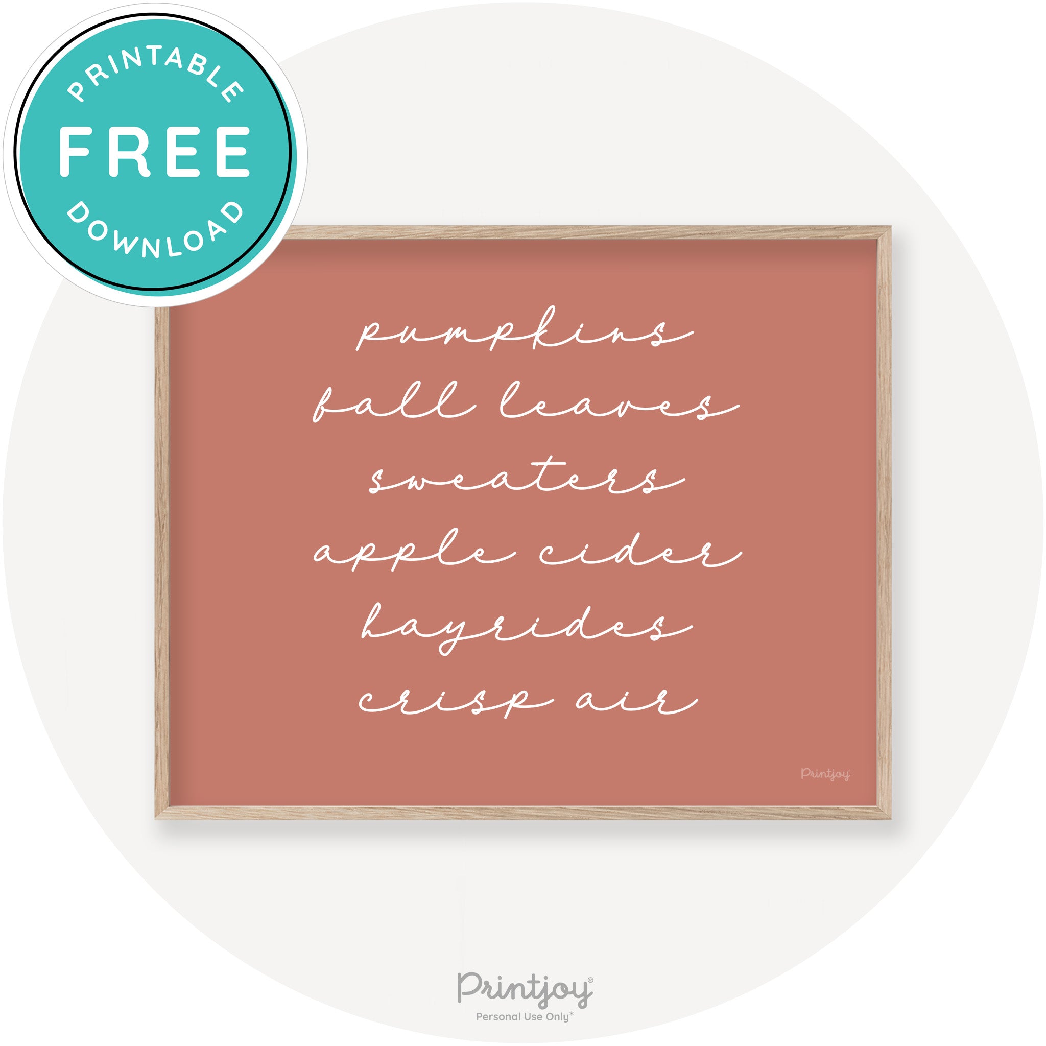 Fall Favorite Things Cute Modern Chic Decor Wall Art Printable - Printjoy