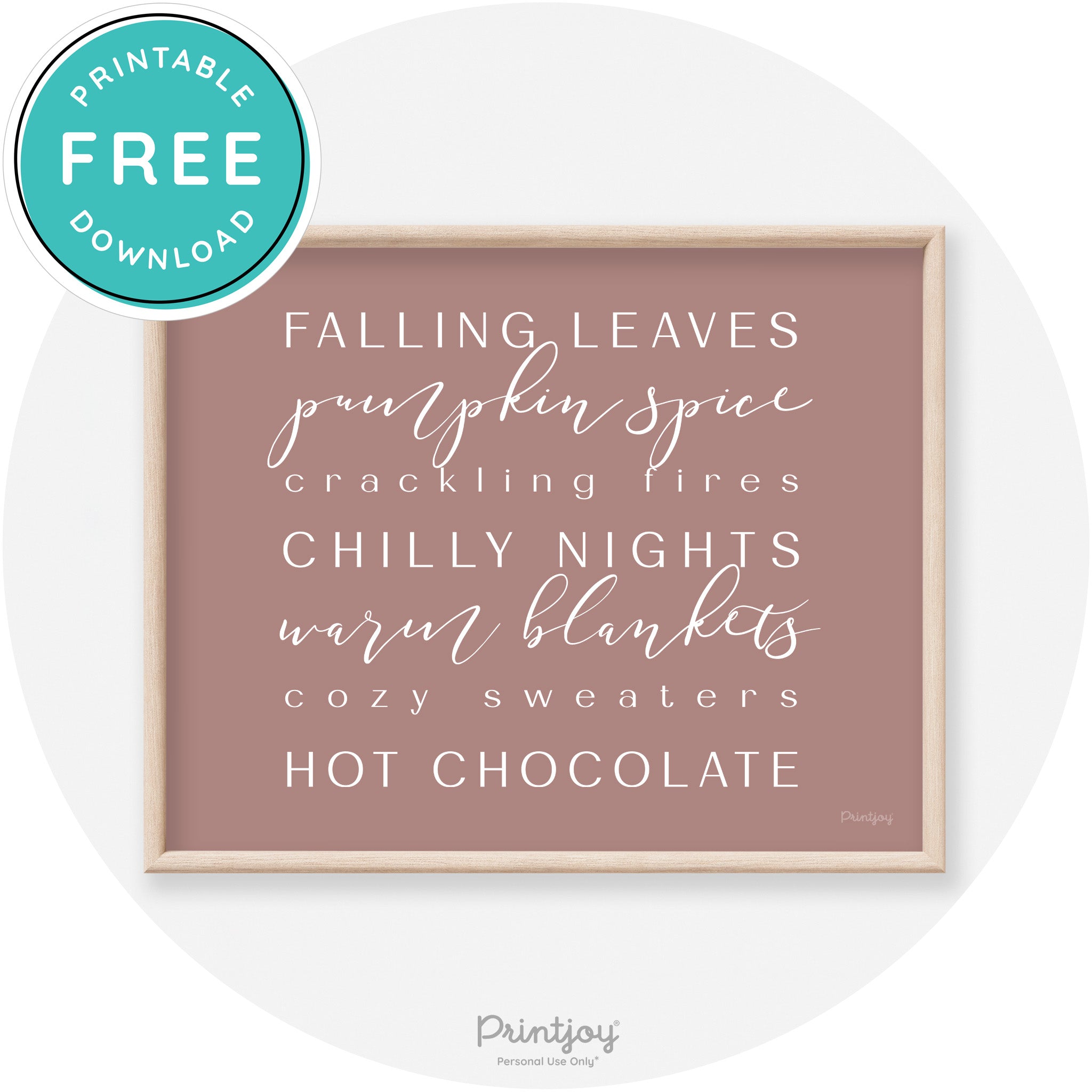Fall Favorite Things Modern Transitional Decor Wall Art Free Printable - Printjoy