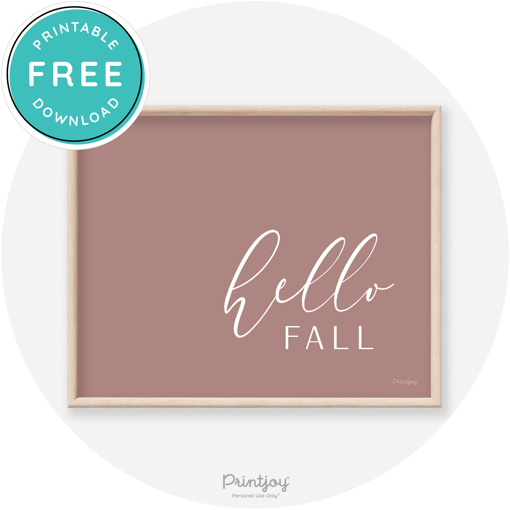 Hello Fall Cursive Modern Transitional Fall Wall Art Decor Free Printable - Printjoy