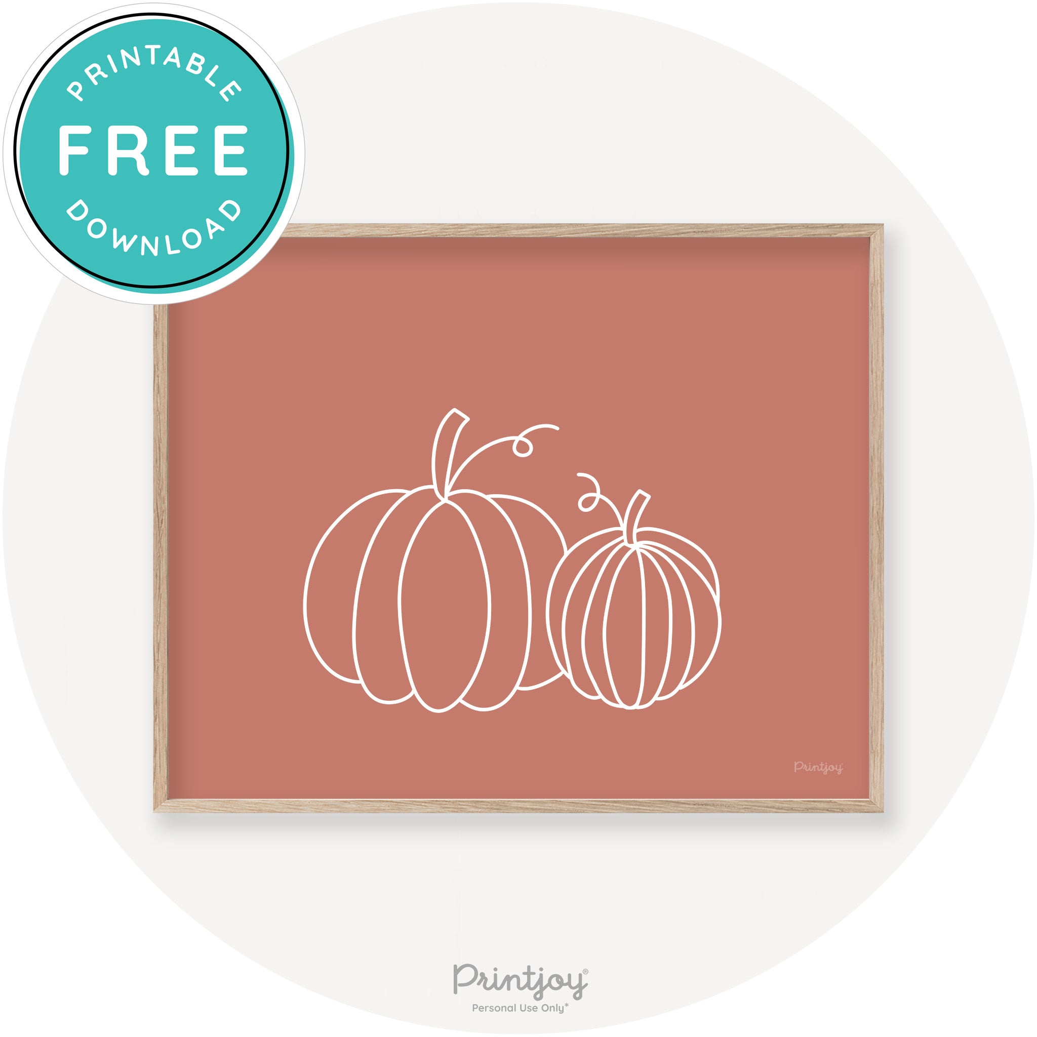 Pumpkin Pair Line Art Cute Fall Modern Chic Wall Art Printable - Printjoy
