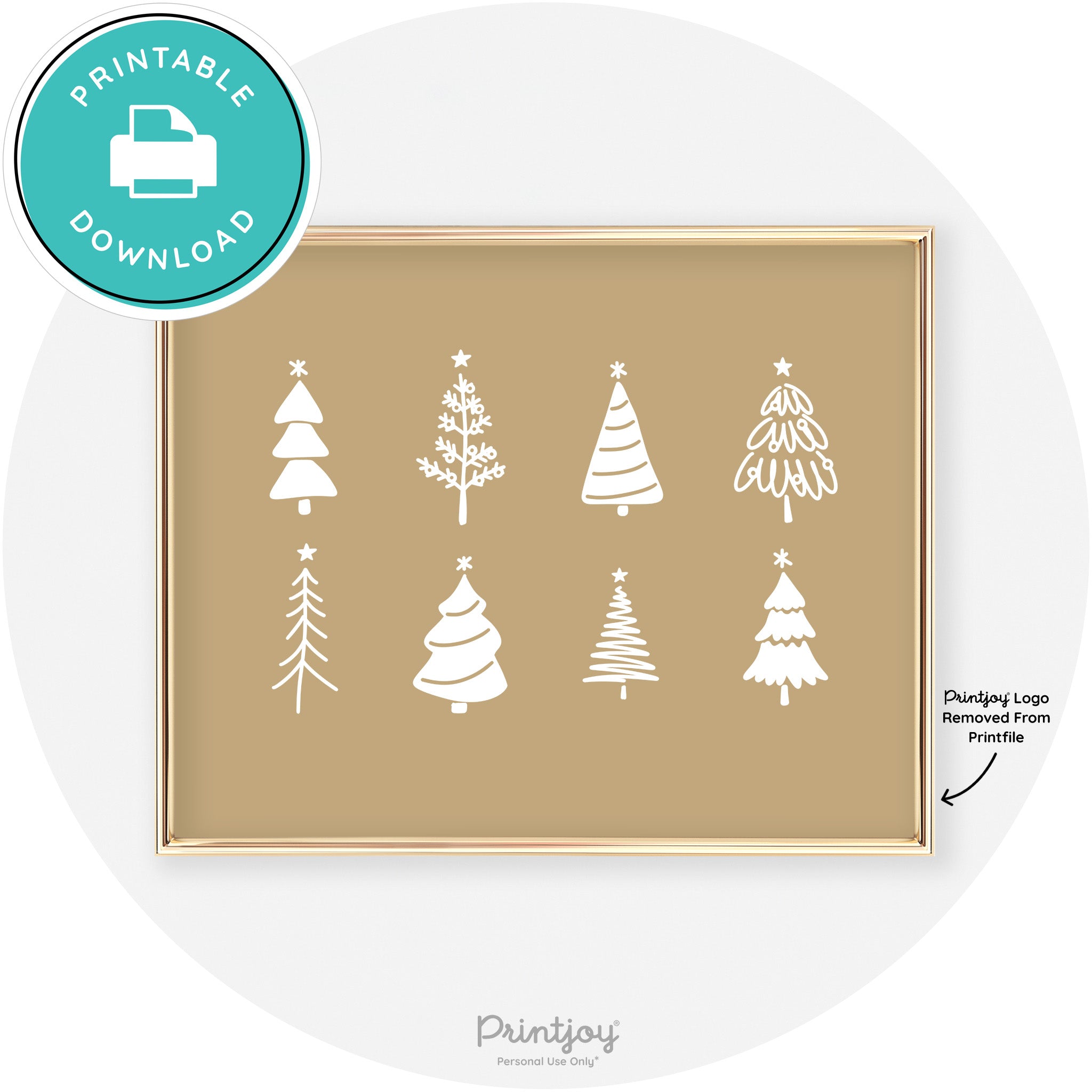 Christmas Trees Cute Modern Chic Wall Art Decor Free Printable - Printjoy