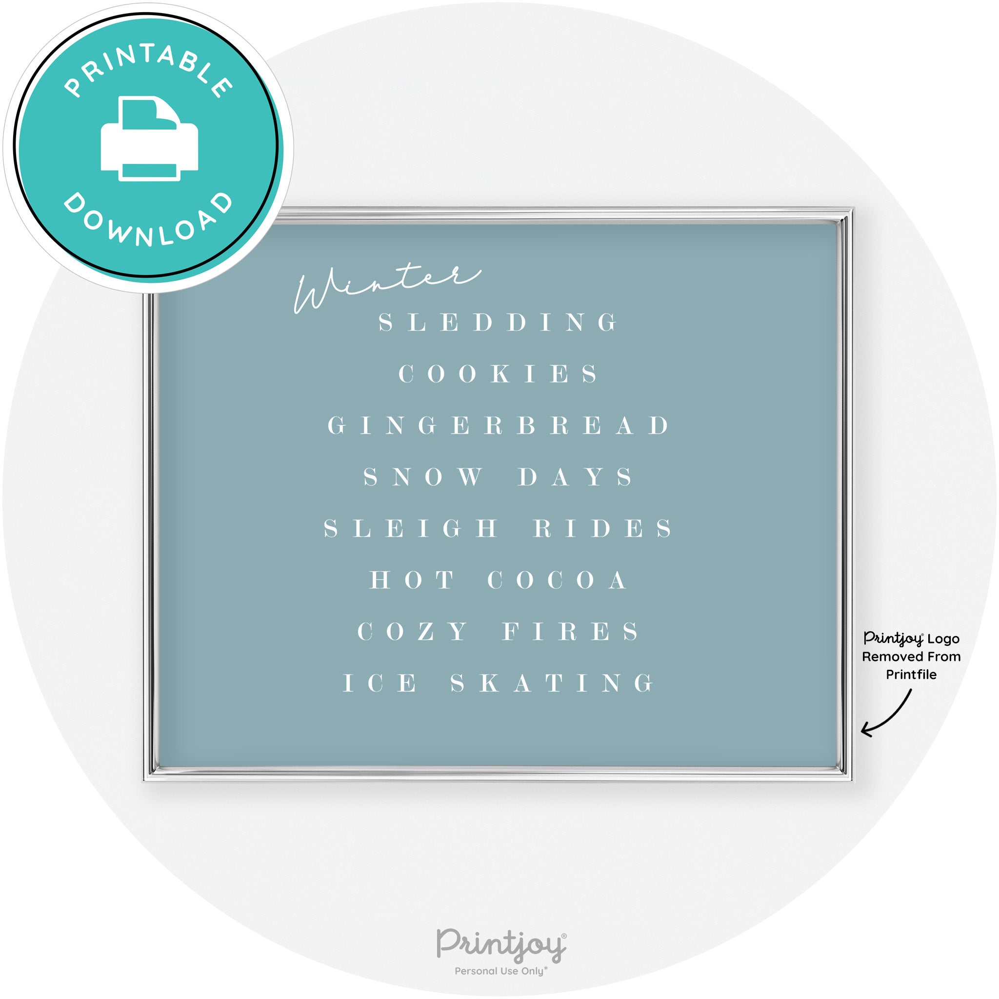 Winter Favorite Things Modern Chic Wall Art Decor Free Printable - Printjoy