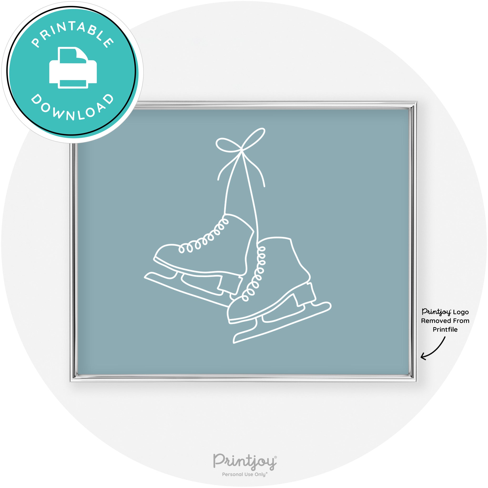 Ice Skates Line Art Cute Winter Modern Chic Wall Art Free Printable - Printjoy