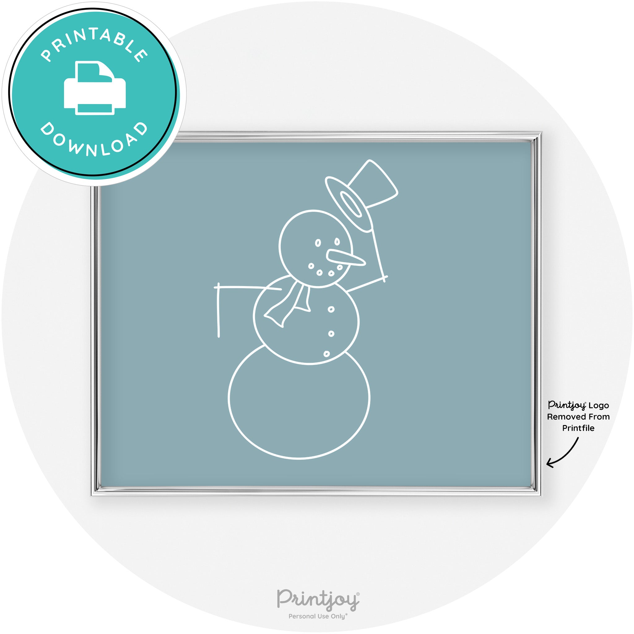Snowman Line Art Cute Winter Modern Chic Wall Art Free Printable - Printjoy