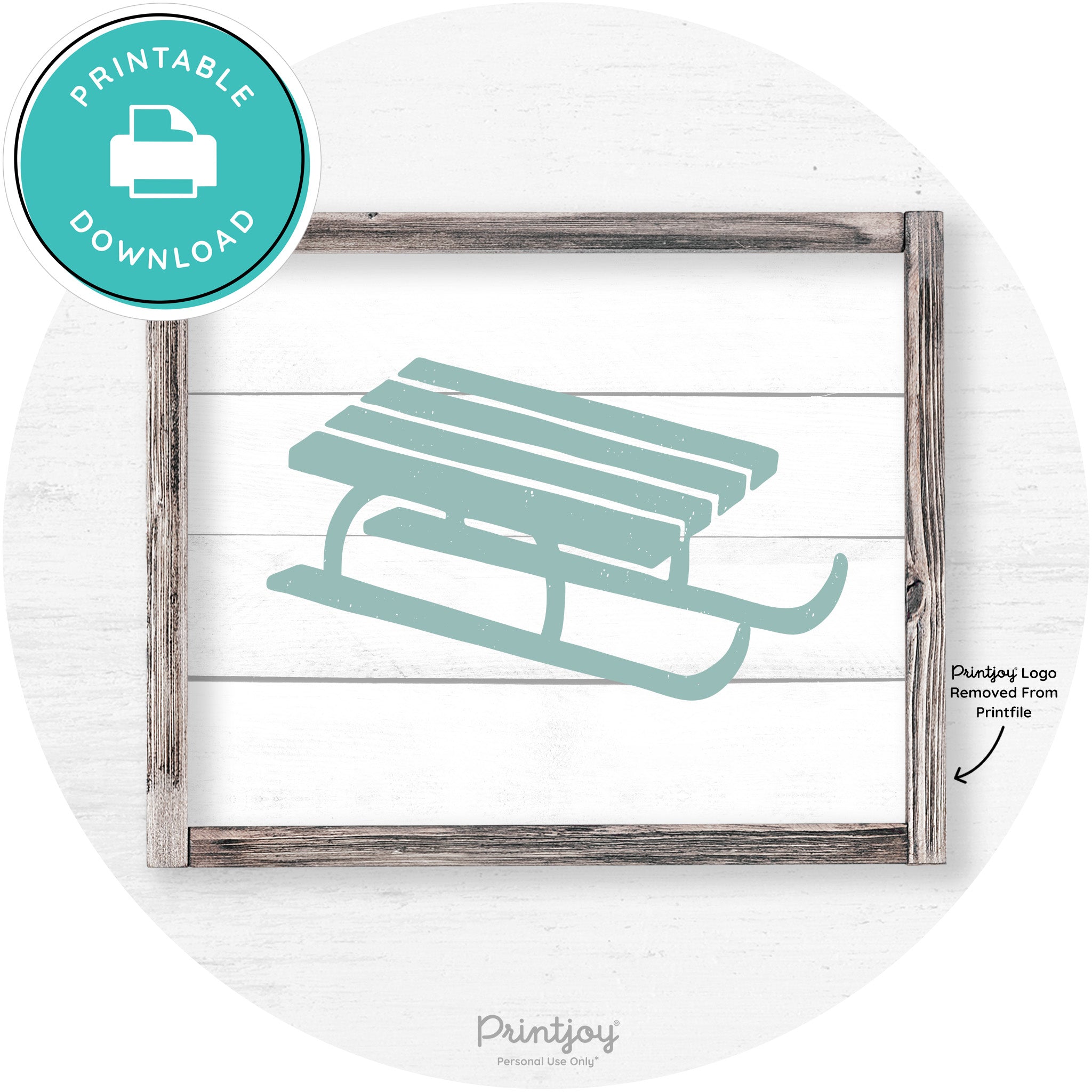 Winter Old Fashioned Sled Rustic Farmhouse Wall Art Free Printable - Printjoy