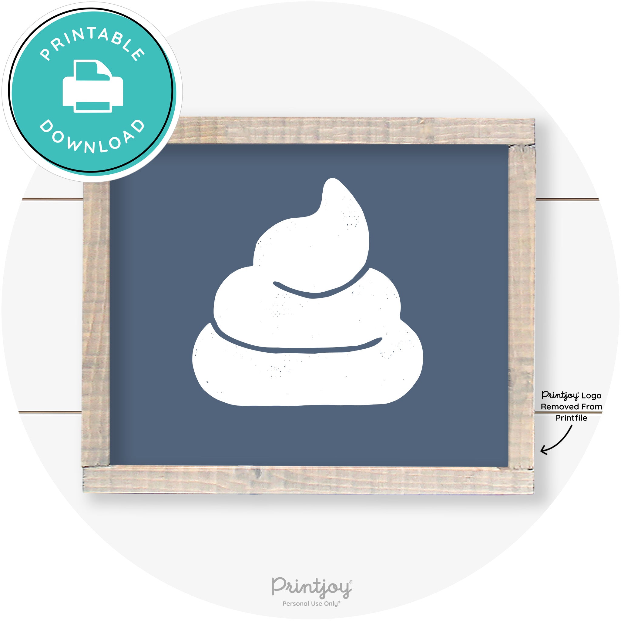 Poop Emoji Silhouette Funny Bathroom Sign Wall Art Free Printable - Printjoy