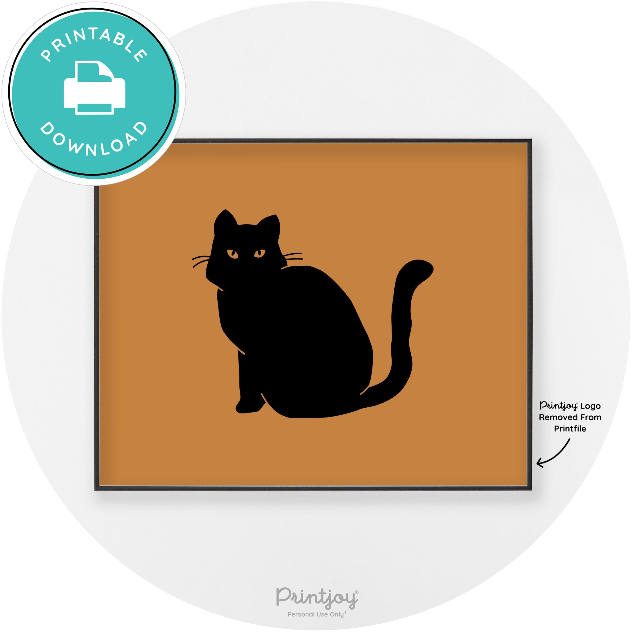 Halloween Spooky Cat Modern Chic Wall Art Decor Printable - Printjoy