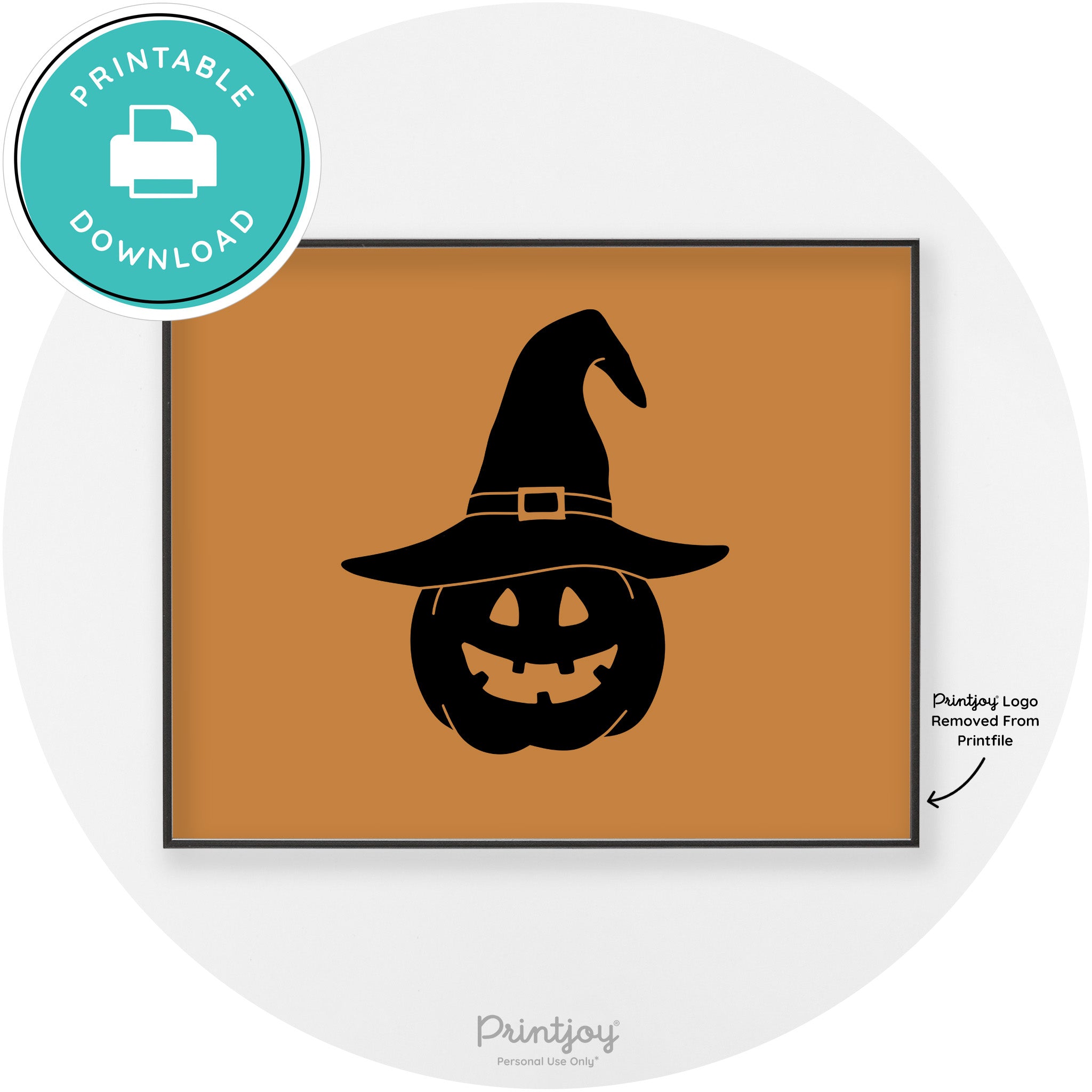 Halloween Cute Witch Jack O Lantern Chic Wall Art Printable - Printjoy