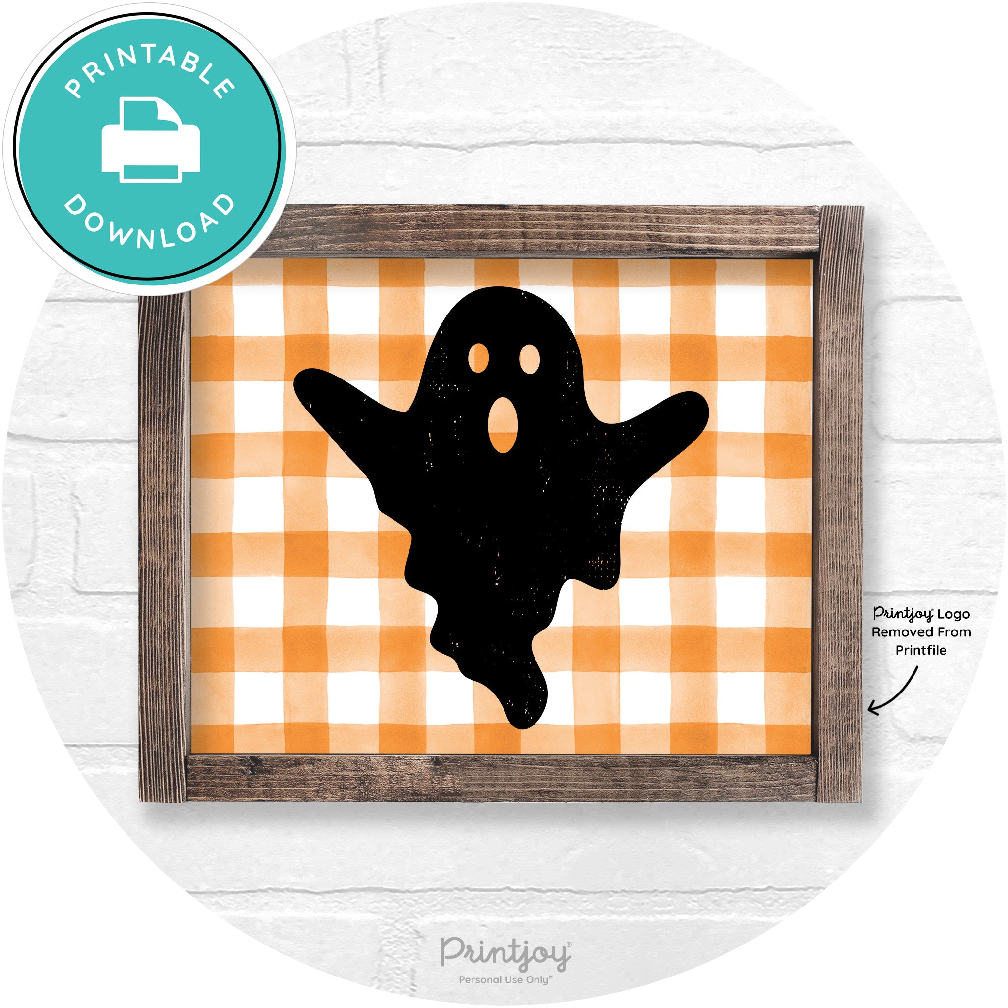 Halloween Cute Ghost Rustic Farmhouse Wall Art Free Printable - Printjoy