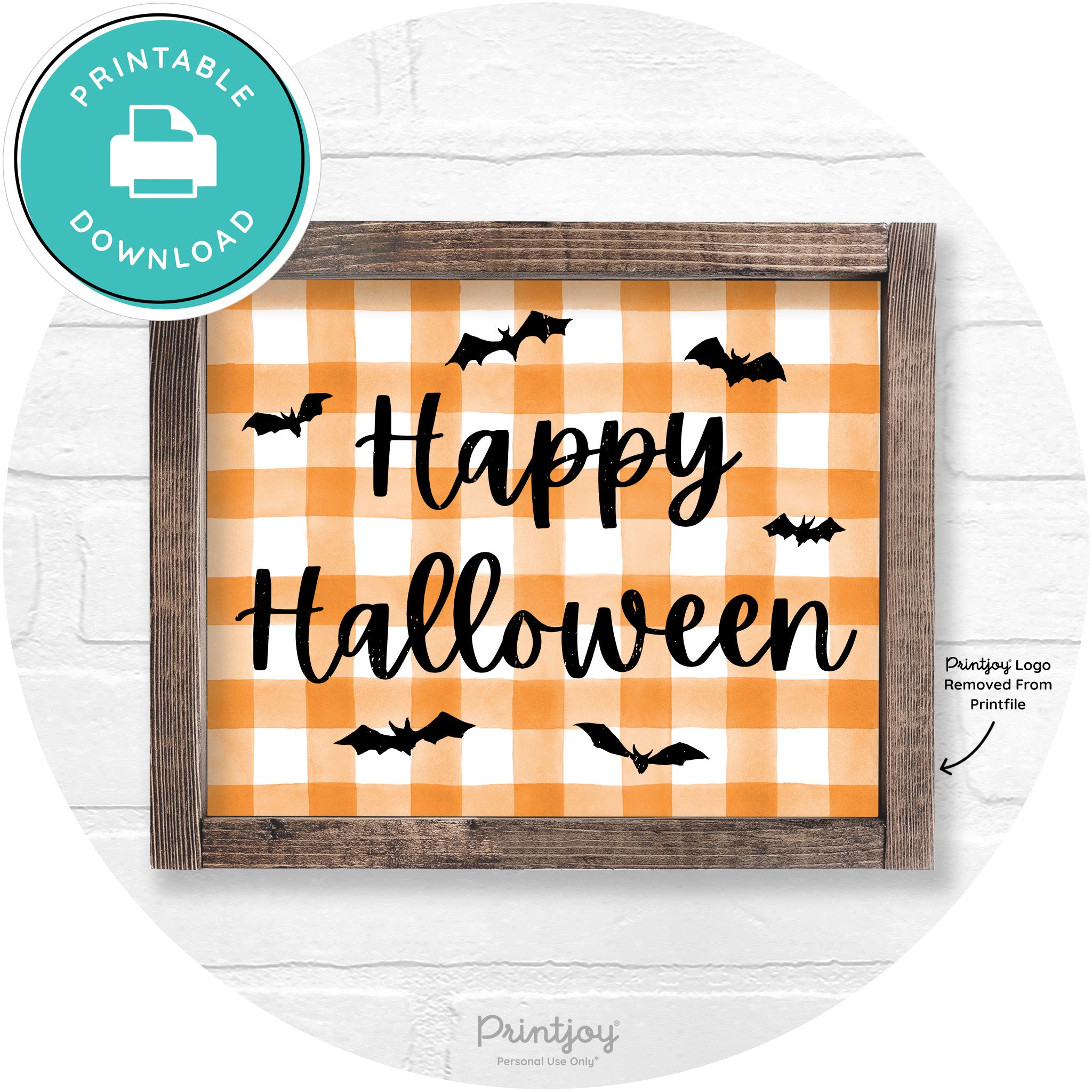 Happy Halloween Bats Rustic Farmhouse Wall Art Free Printable - Printjoy