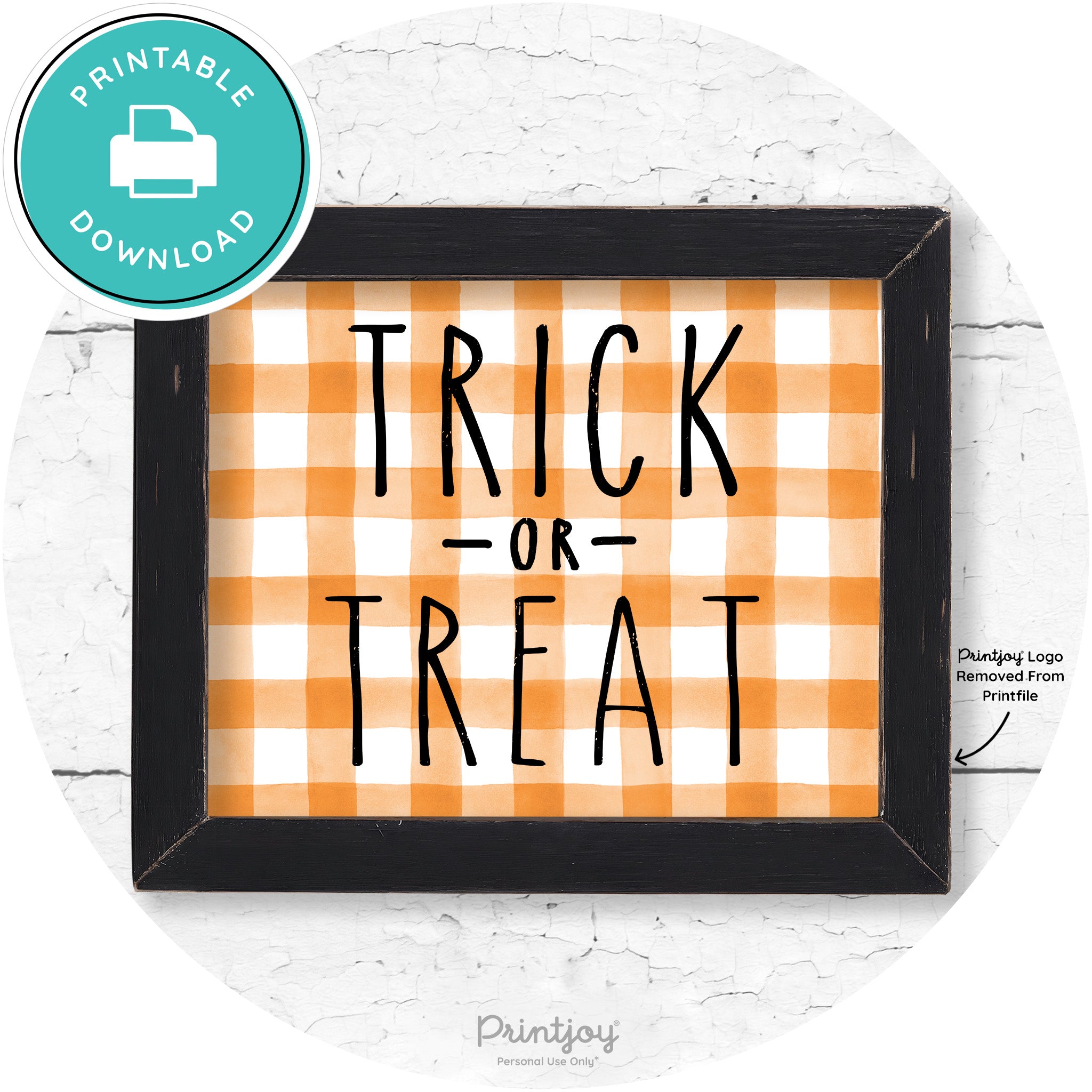 Trick Or Treat Lettering Farmhouse Halloween Wall Art Free Printable - Printjoy