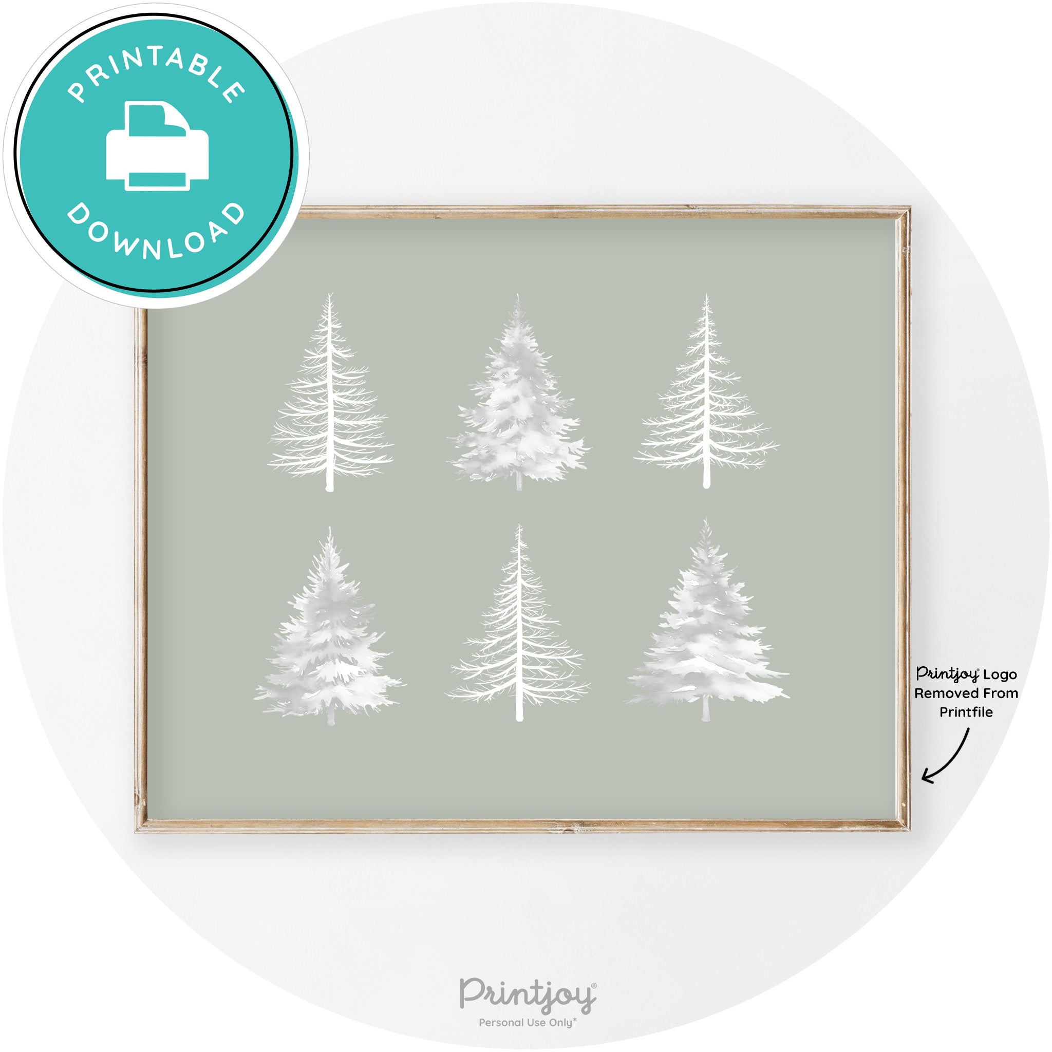 Christmas Trees Silhouette Modern Transitional Wall Art Free Printable - Printjoy