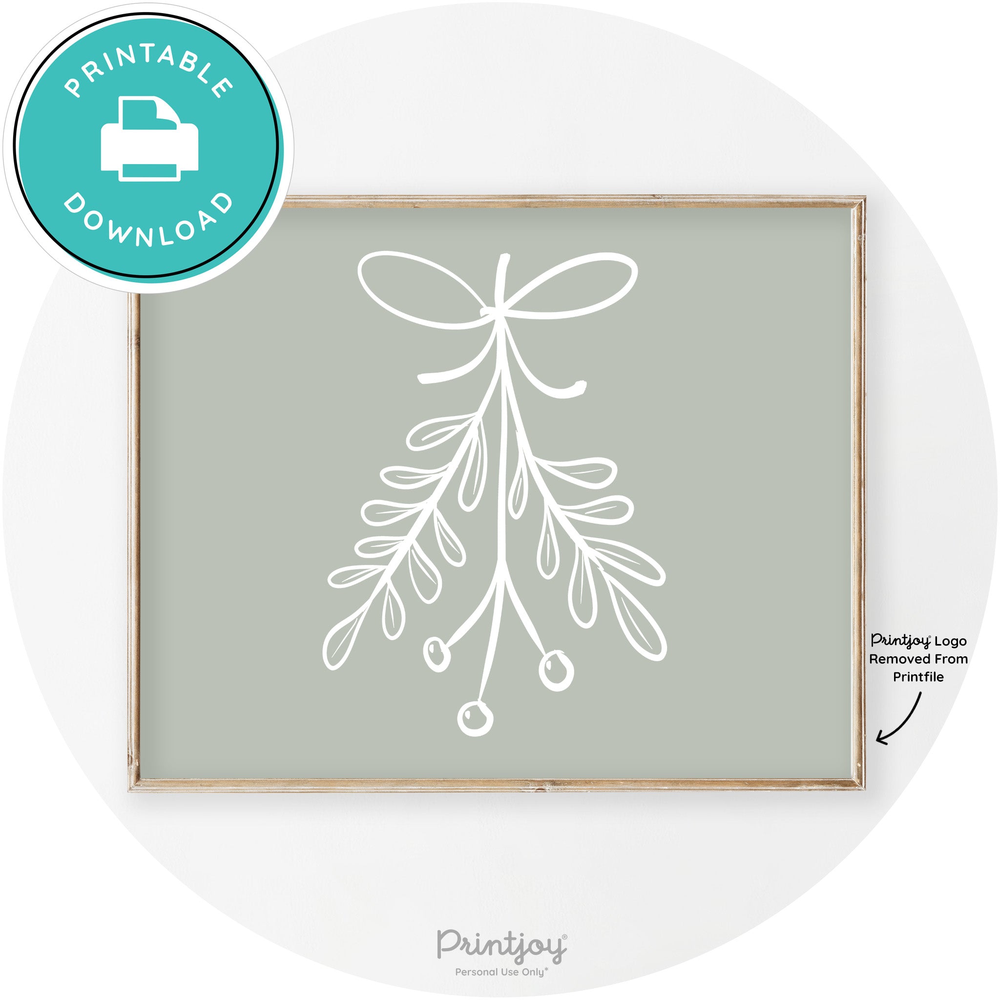 Mistletoe Drawing Christmas Transitional Wall Art Decor Free Printable