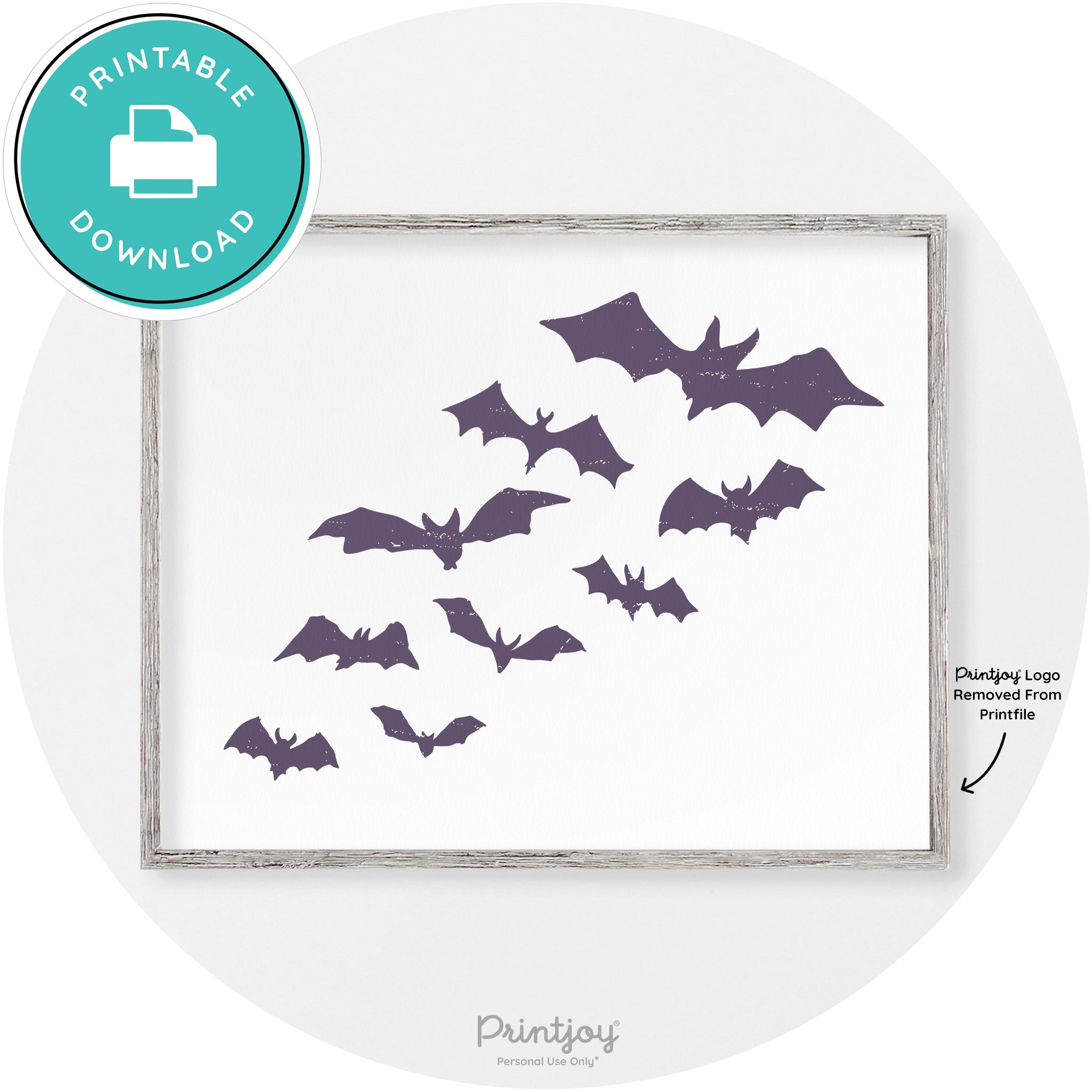 Halloween Bats Silhouette Modern Vintage Wall Art Free Printable - Printjoy