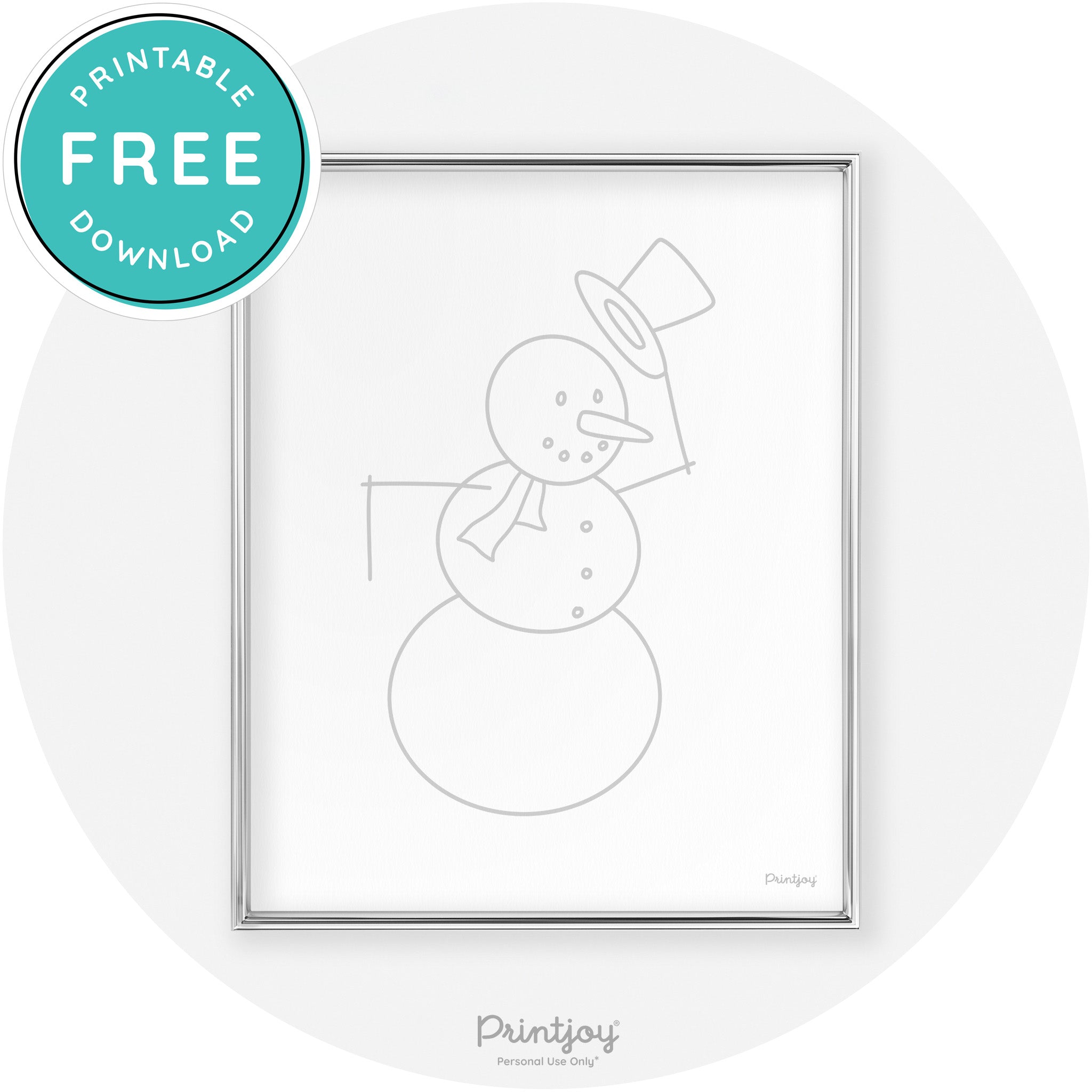 Snowman Line Art Cute Winter Modern Chic Wall Art Free Printable - Printjoy