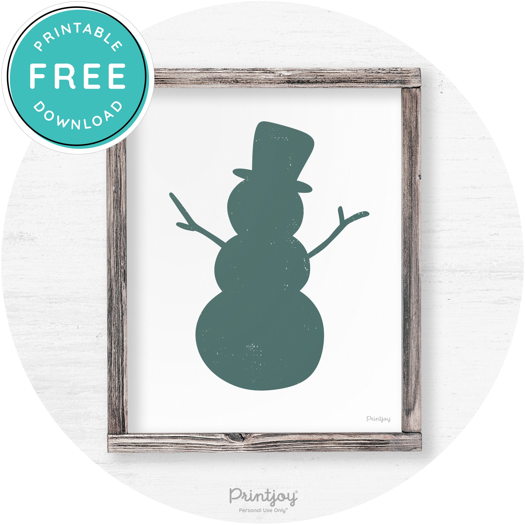 Snowman Silhouette Winter Farmhouse Wall Art Decor Free Printable - Printjoy