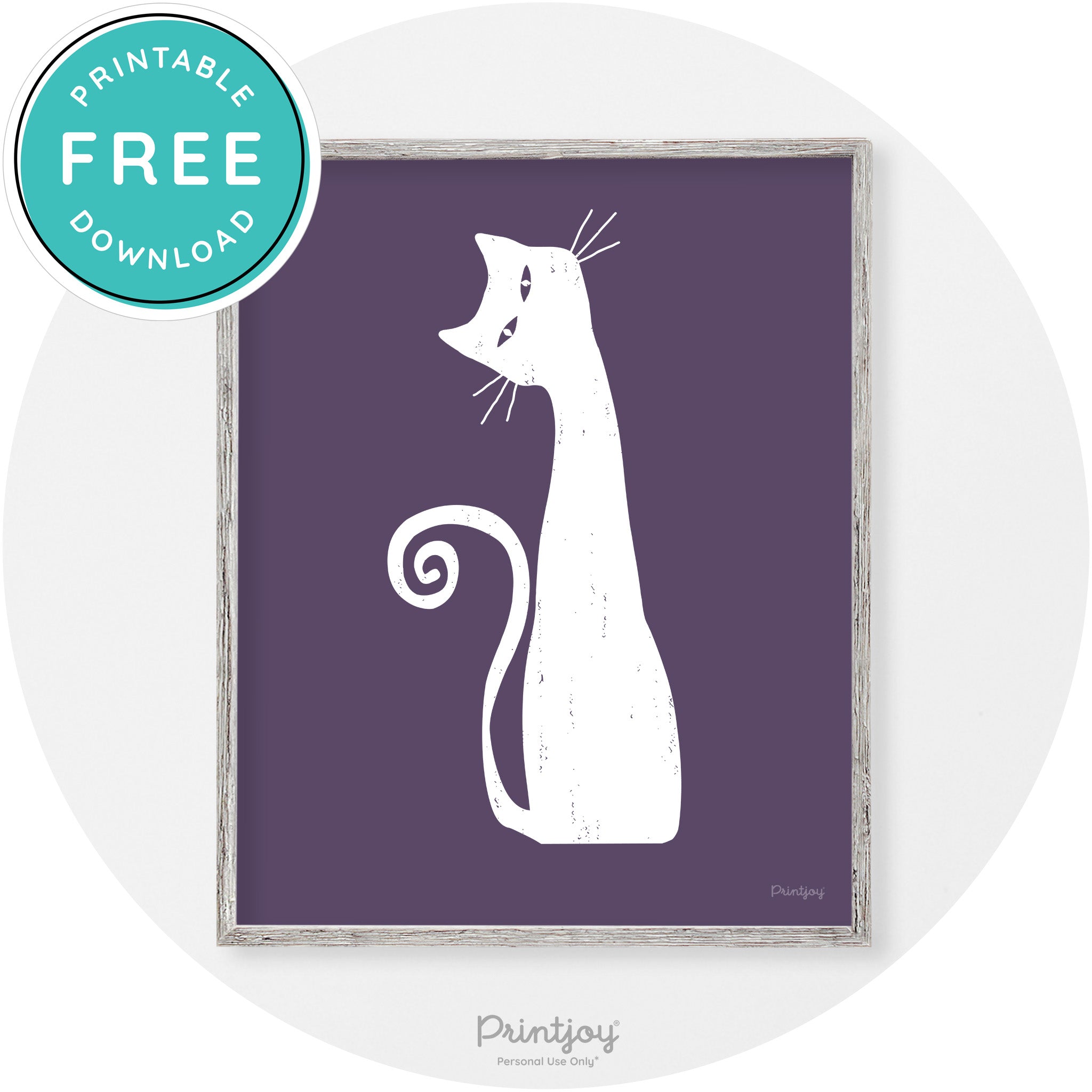 Creepy Skinny Cat Modern Vintage Halloween Wall Art Free Printable - Printjoy