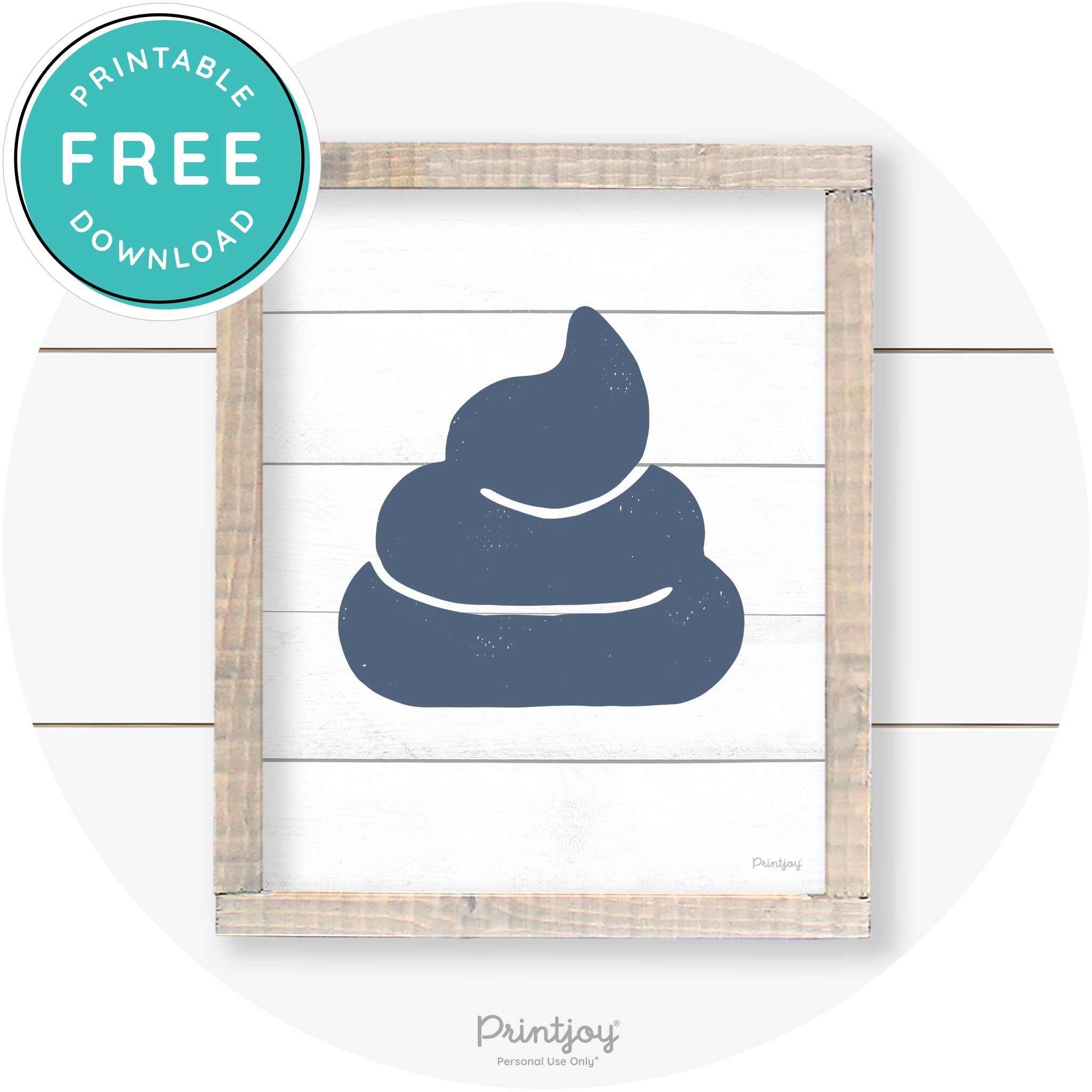 Poop Emoji Silhouette Funny Bathroom Sign Wall Art Free Printable - Printjoy