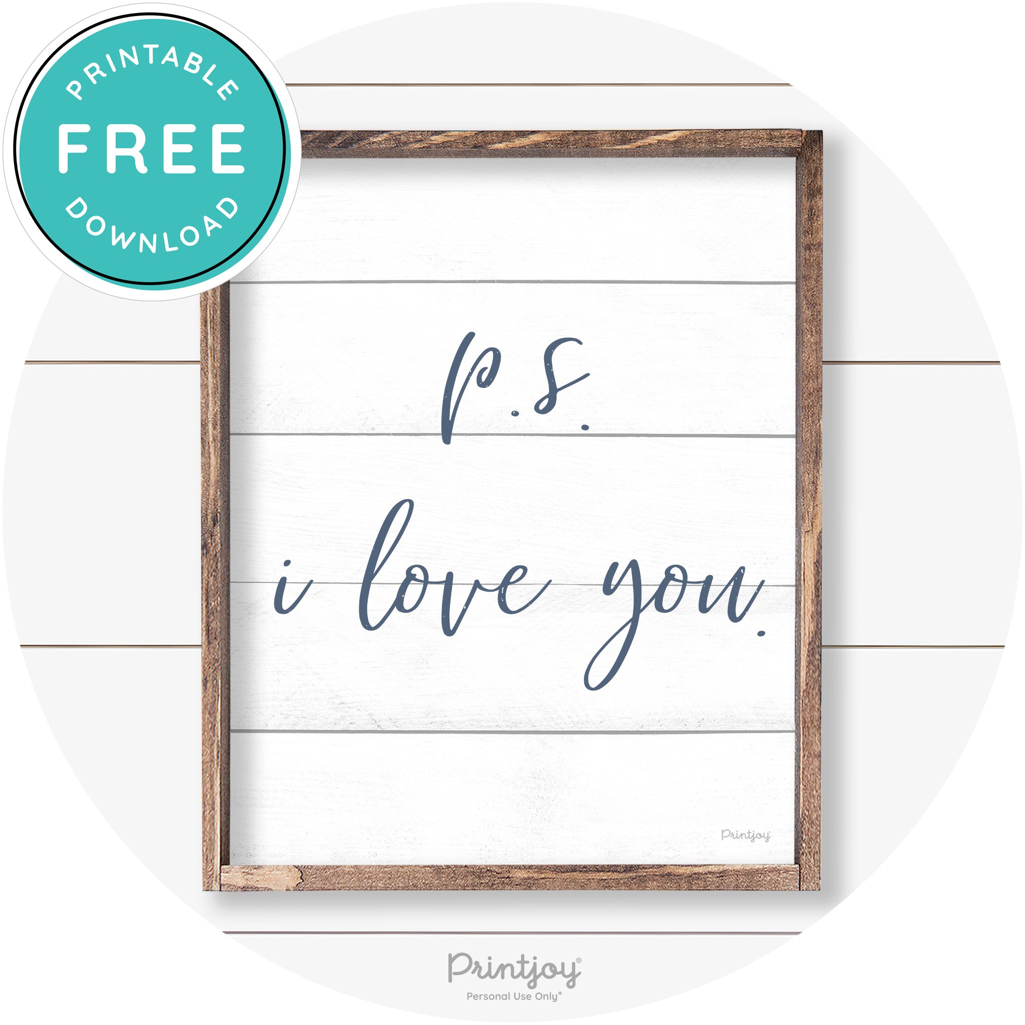 P.S. I Love You Cute Couples Farmhouse Wall Art Decor Free Printable - Printjoy