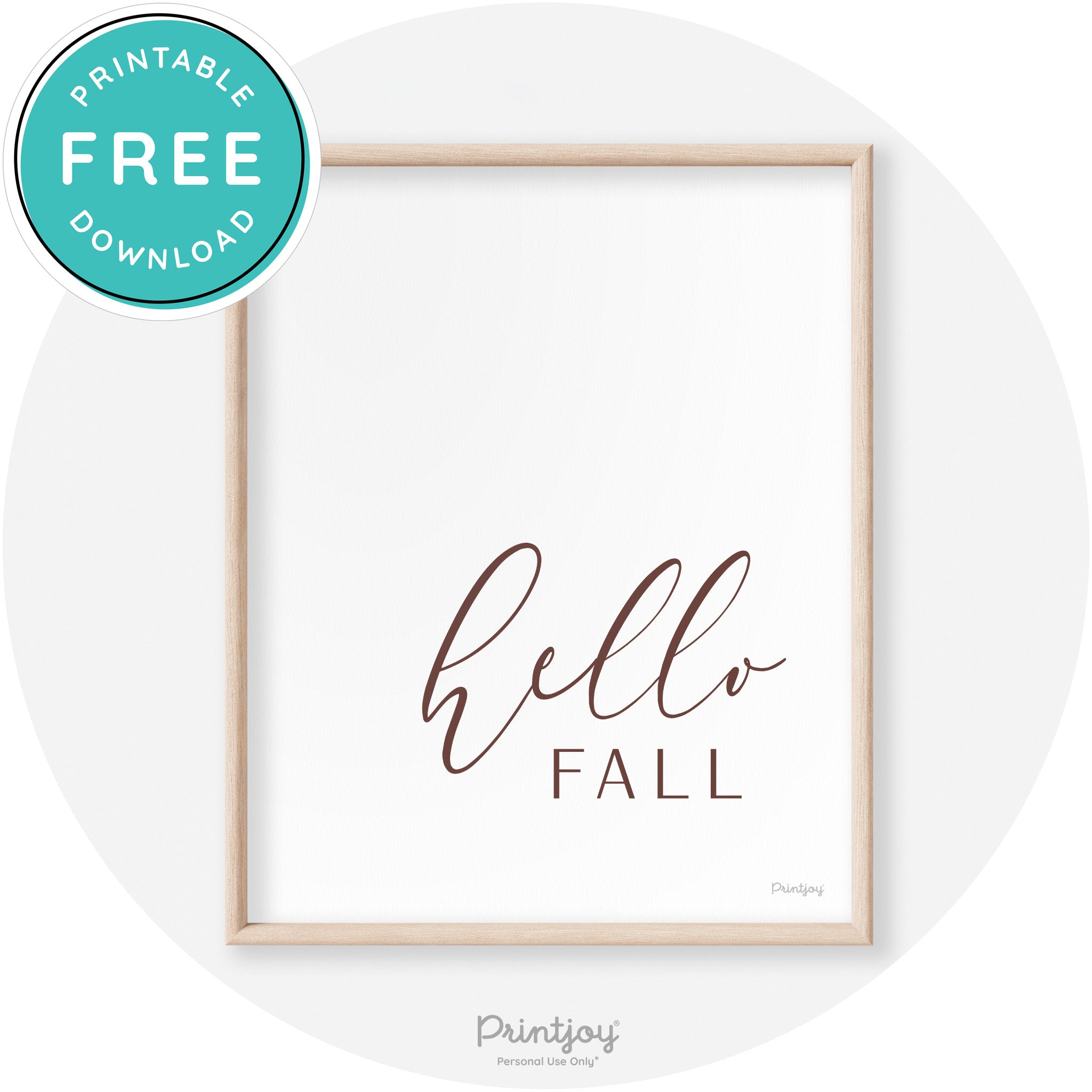 Hello Fall Cursive Modern Transitional Fall Wall Art Decor Free Printable - Printjoy