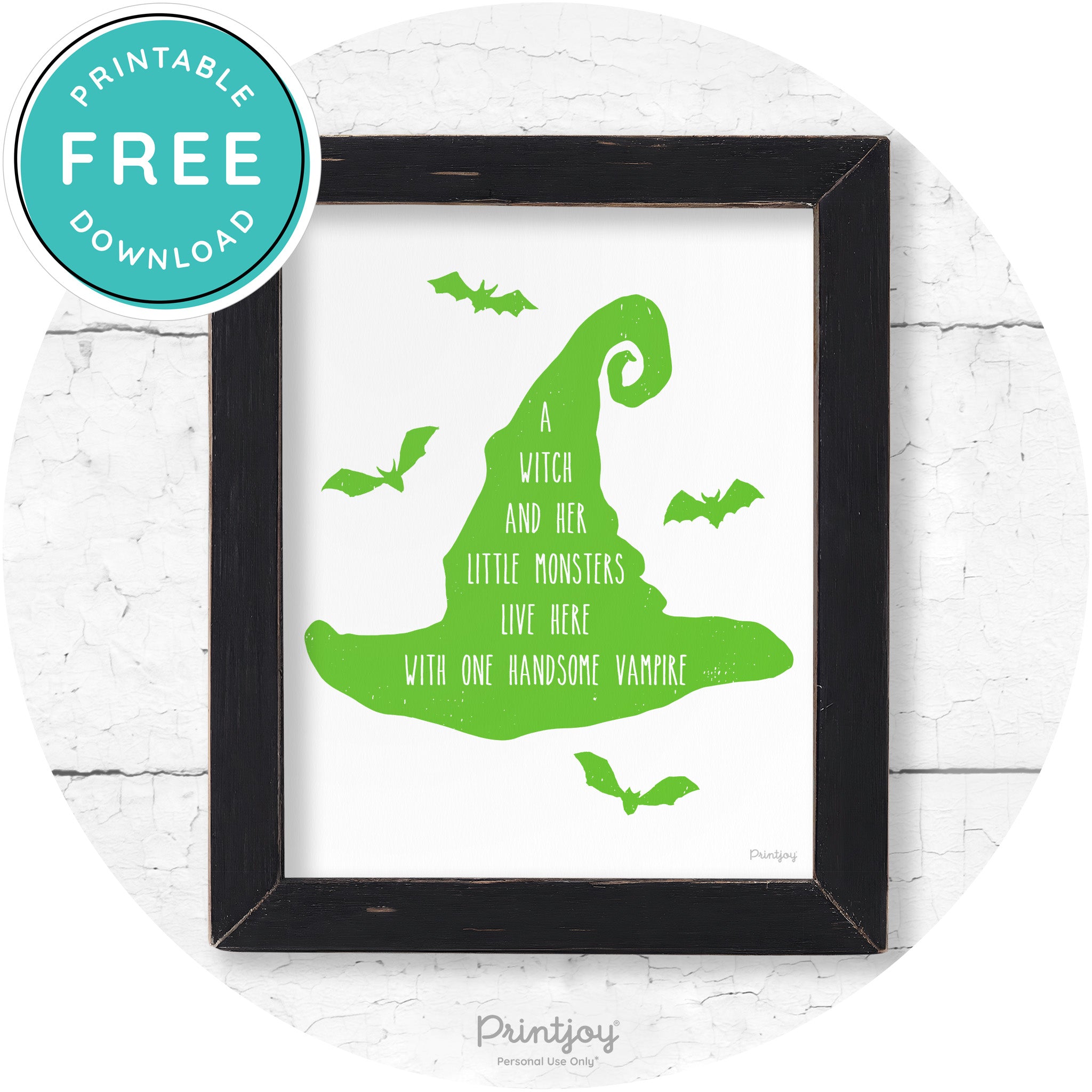 Fun Halloween Family Farmhouse Witch Hat Wall Art Free Printable - Printjoy