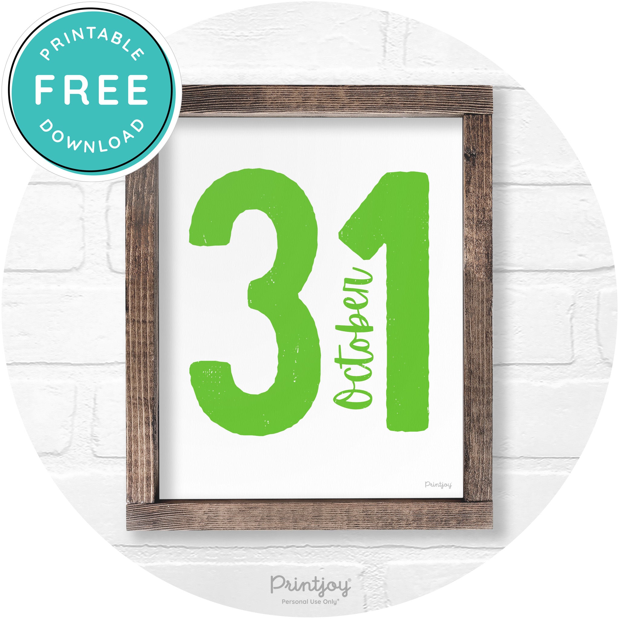 October 31 Halloween Rustic Farmhouse Wall Art Free Printable - Printjoy