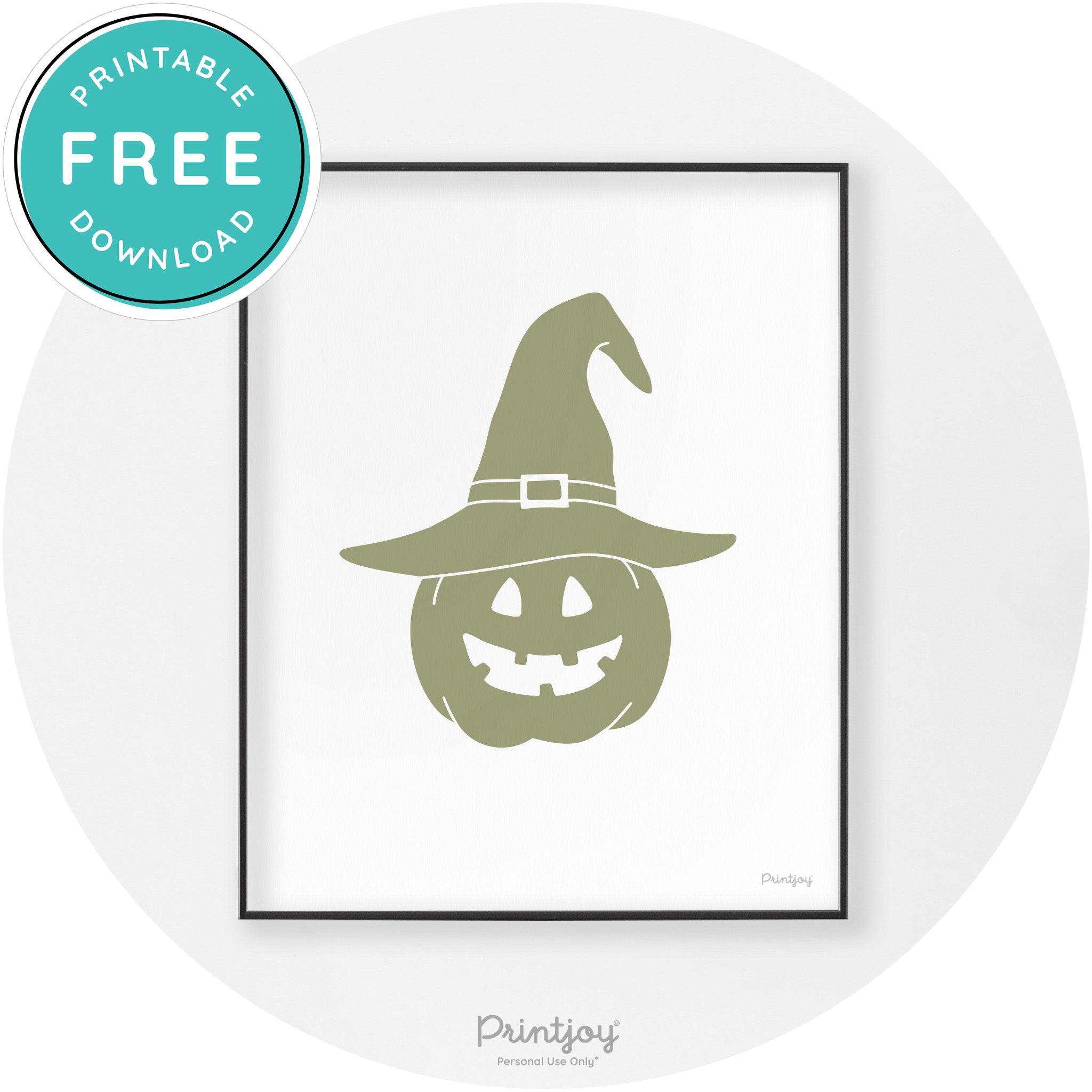Halloween Cute Witch Jack O Lantern Chic Wall Art Printable - Printjoy