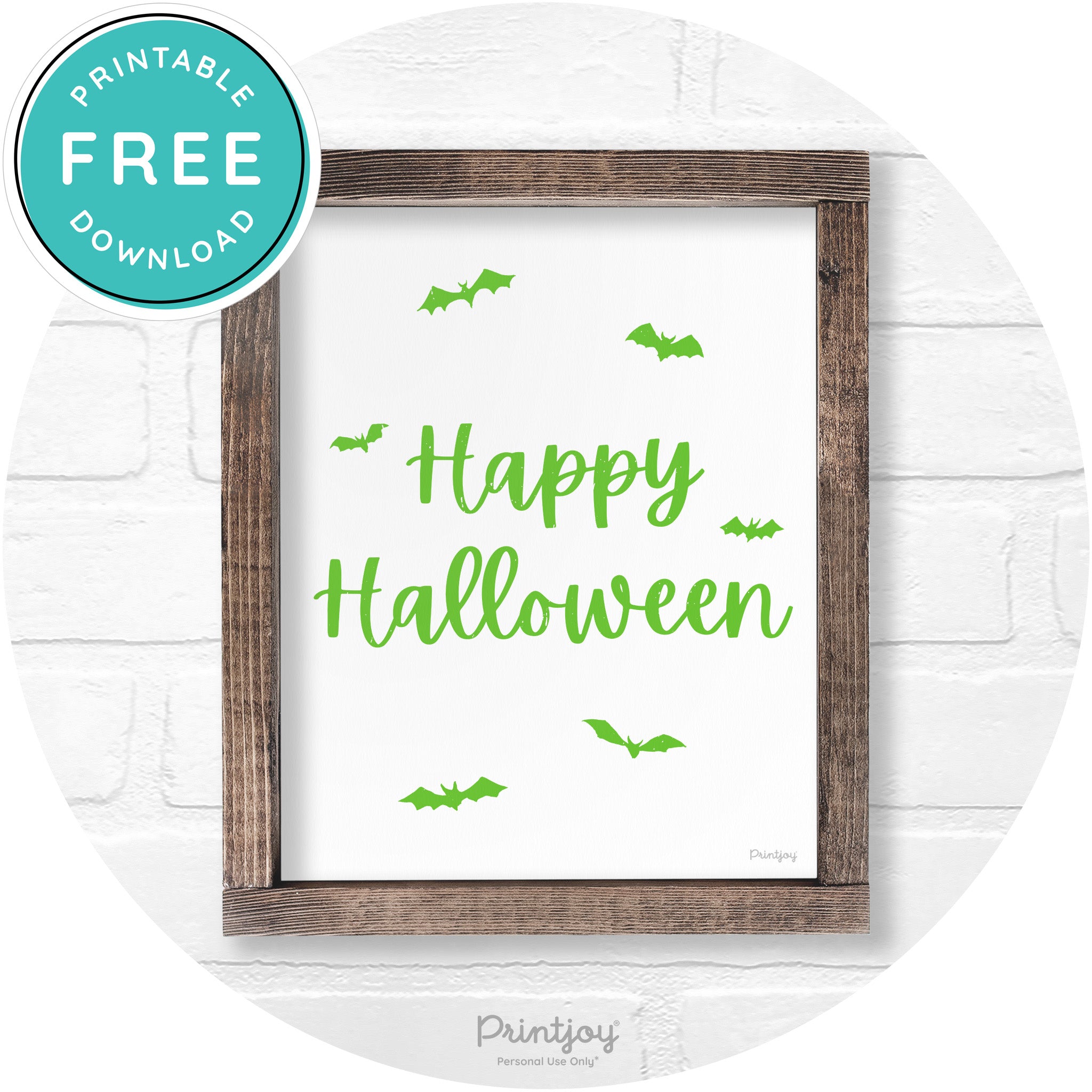 Happy Halloween Bats Rustic Farmhouse Wall Art Free Printable - Printjoy