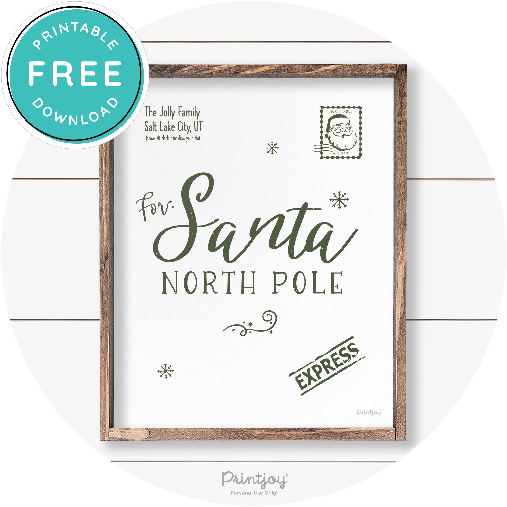 Letter For Santa North Pole Farmhouse Wall Art Decor Free Printable - Printjoy