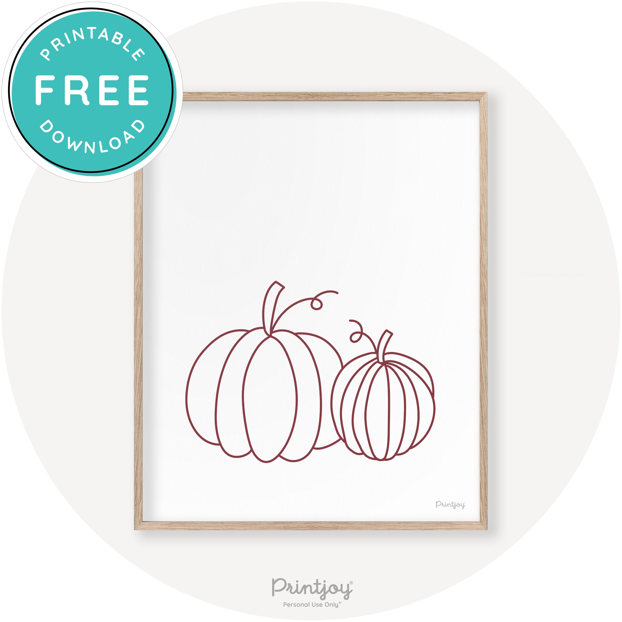 Pumpkin Pair Line Art Cute Fall Modern Chic Wall Art Printable - Printjoy