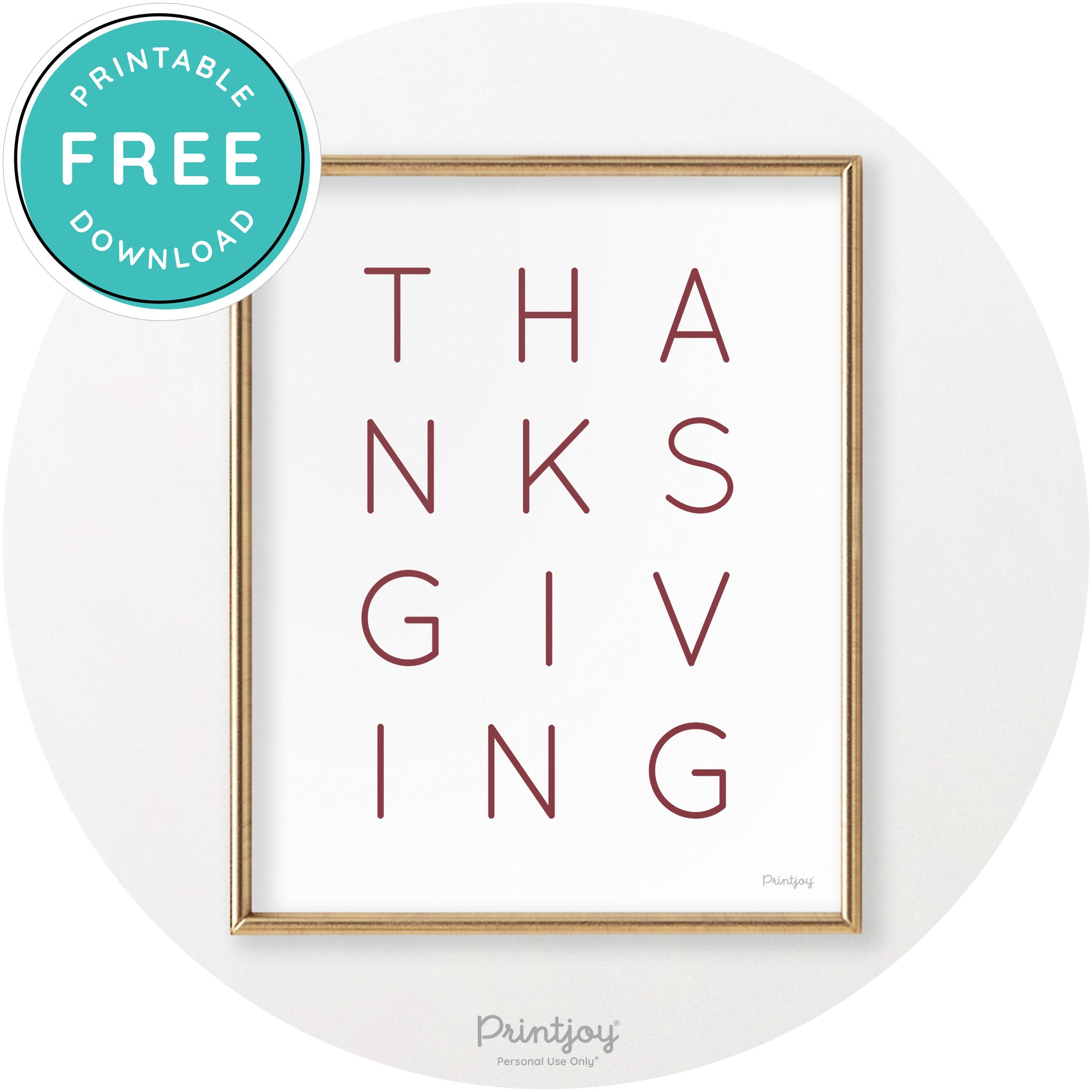 Thanksgiving Cute Typography Modern Chic Wall Art Printable - Printjoy