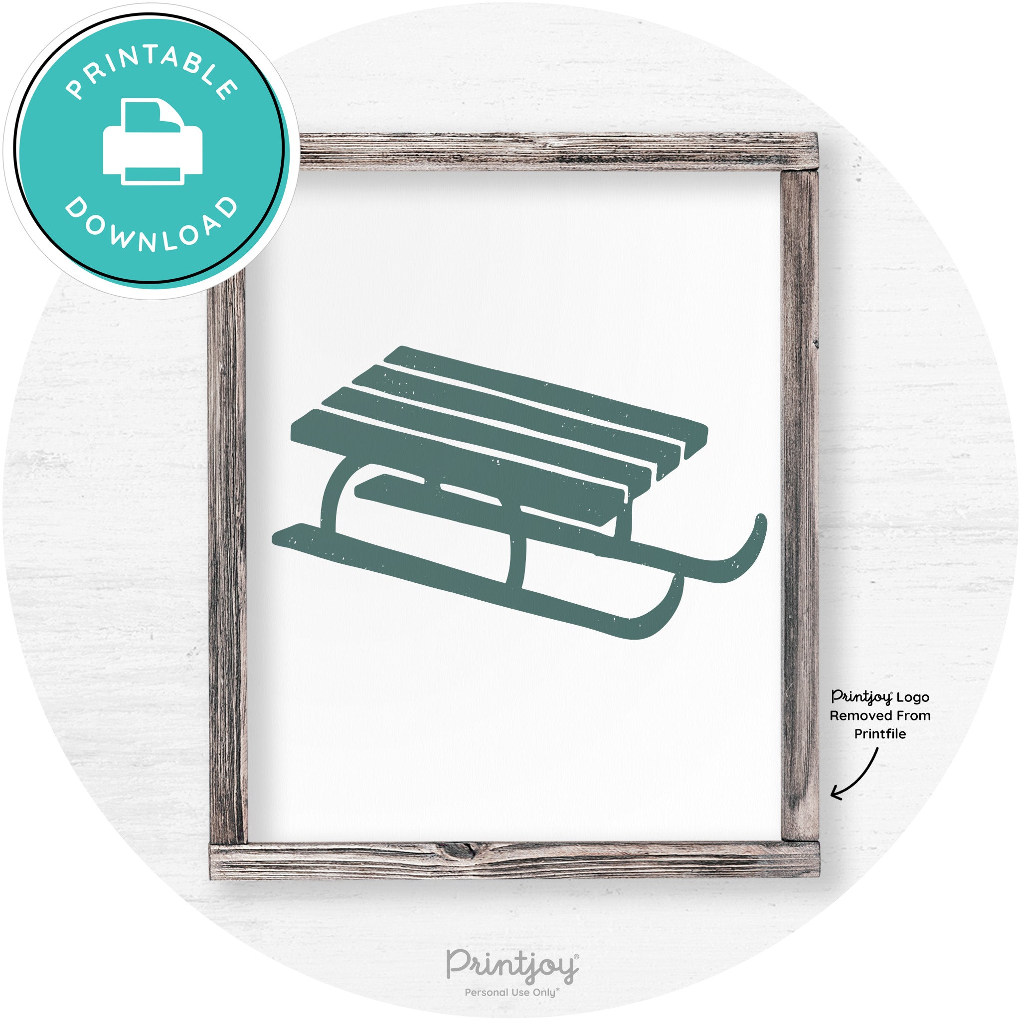 Winter Old Fashioned Sled Rustic Farmhouse Wall Art Free Printable - Printjoy