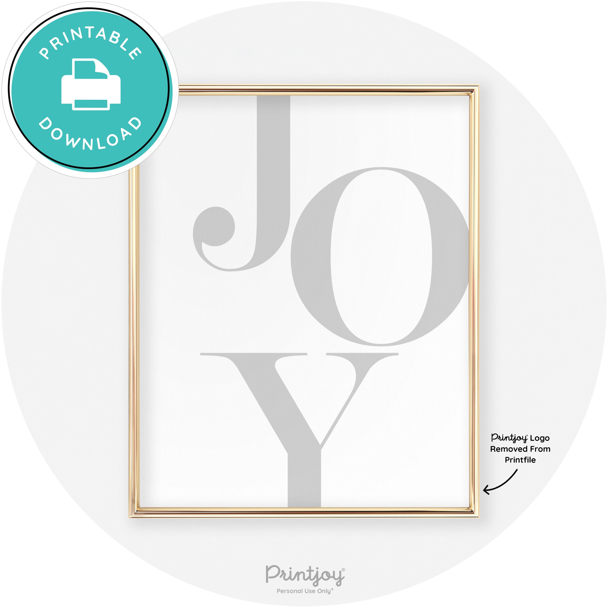 Joy Typography Cute Simple Modern Wall Art Decor Free Printable - Printjoy