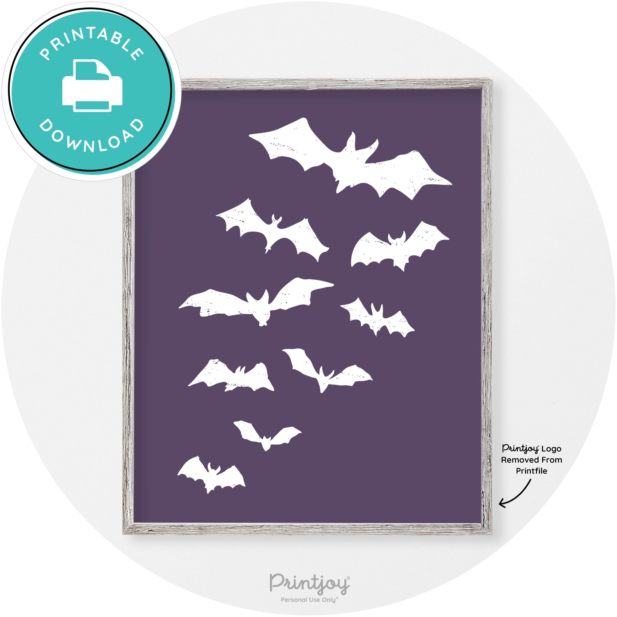 Halloween Bats Silhouette Modern Vintage Wall Art Free Printable - Printjoy