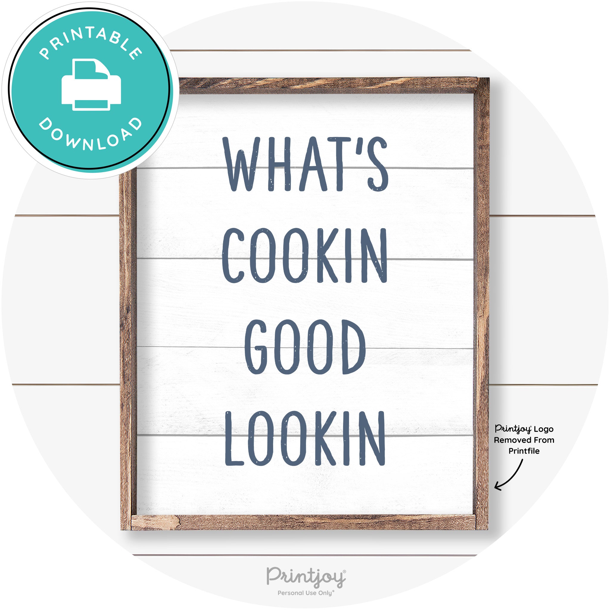 What's Cookin Good Lookin Farmhouse Kitchen Wall Art Free Printable - Printjoy