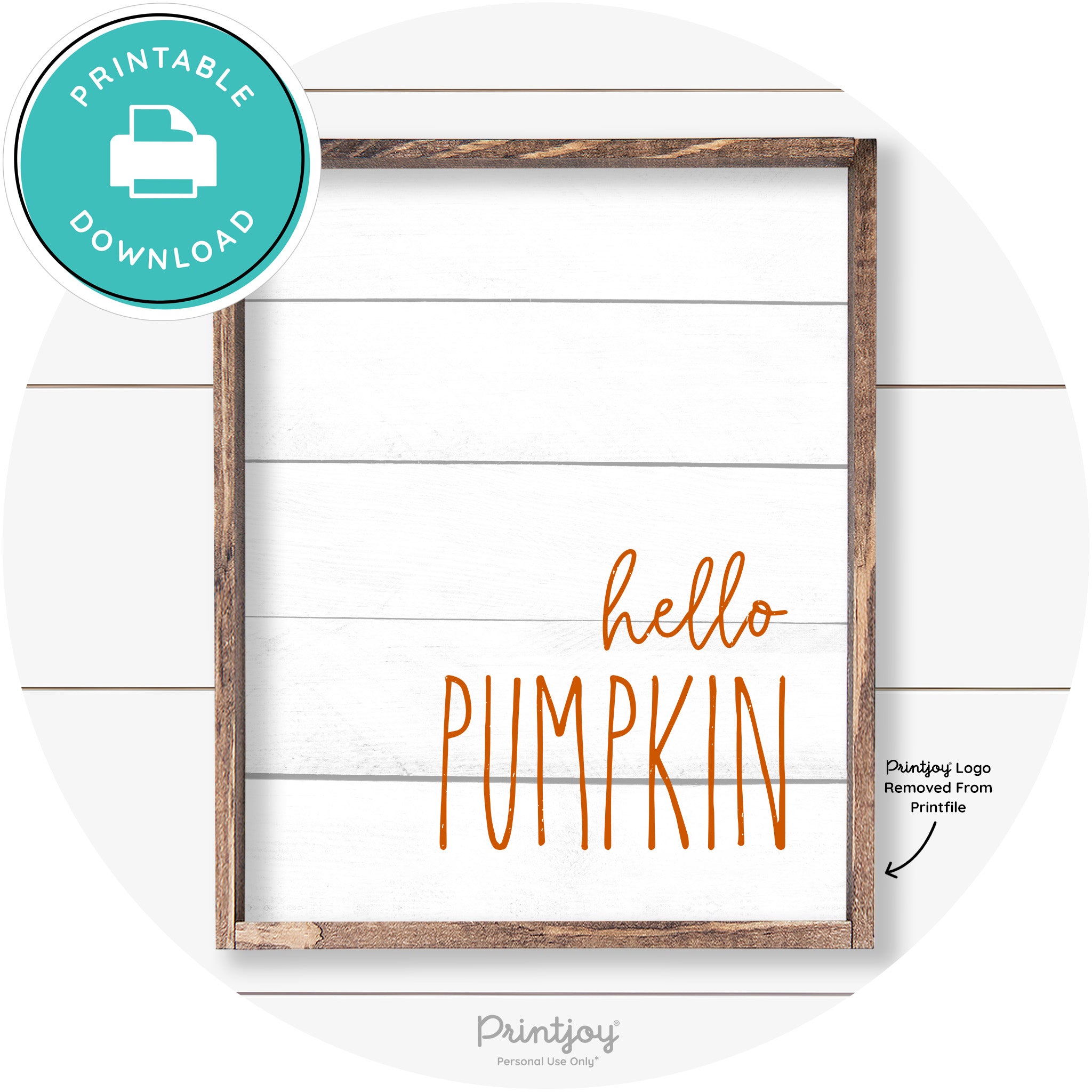 Hello Pumpkin Cute Fun Simple Farmhouse Wall Art Free Printable - Printjoy